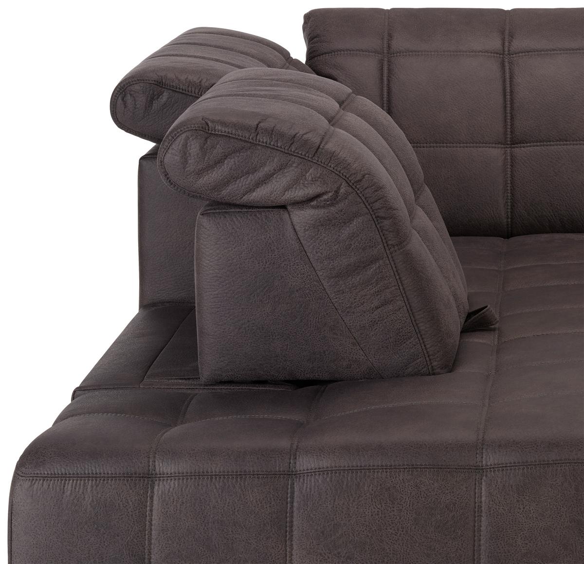 Ecksofa Panama Links Anthrazit - Anthrazit/Schwarz, KONVENTIONELL, Textil/Metall (216/89-102/304cm) - Premium Living