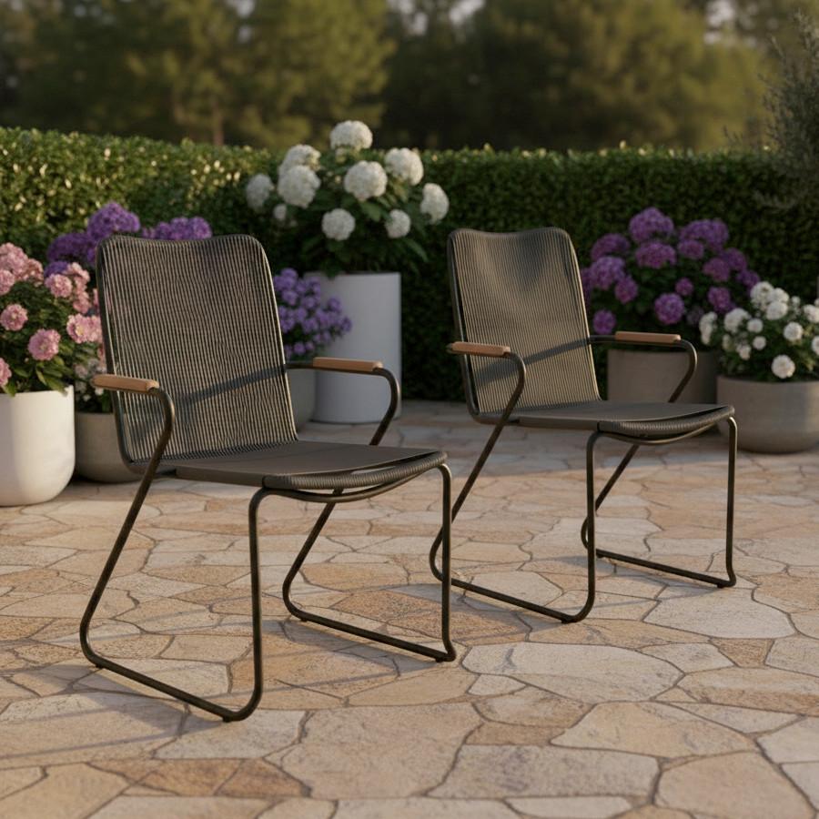 Gartensessel-Set Cleo Grau Metall/Polywood 2er-Set - Dunkelgrau/Grau, MODERN, Kunststoff/Metall (58/87/58cm) - Bessagi Garden