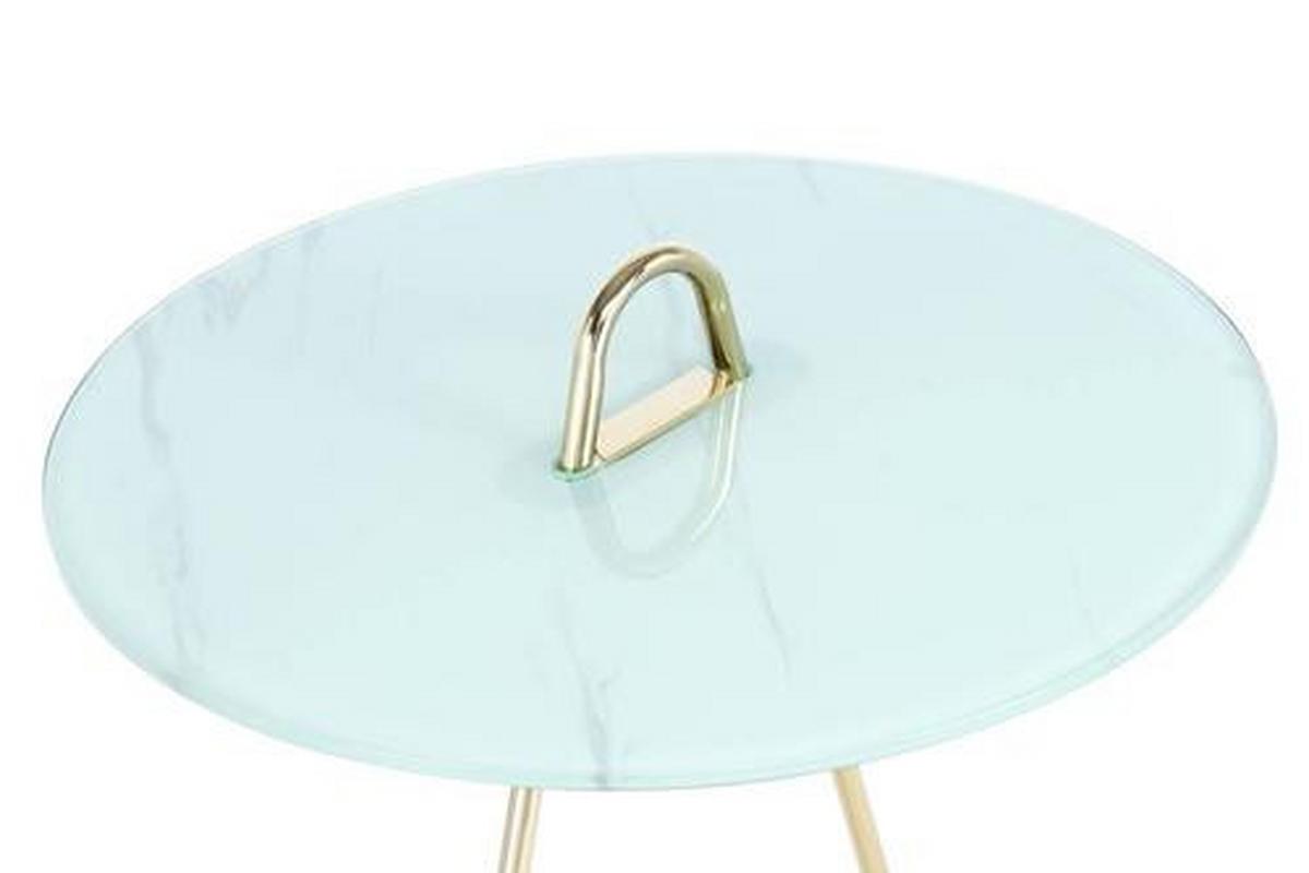 BEISTELLTISCH 7QGB3 - Weiss/Goldfarben, Basics, Glas/Metall (46/60cm) - Kayoom