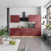 Küchenleerblock Easytouch High o. Geräte Rot - Eichefarben/Rot, MODERN, Holzwerkstoff/Metall (300cm) - Nobilia