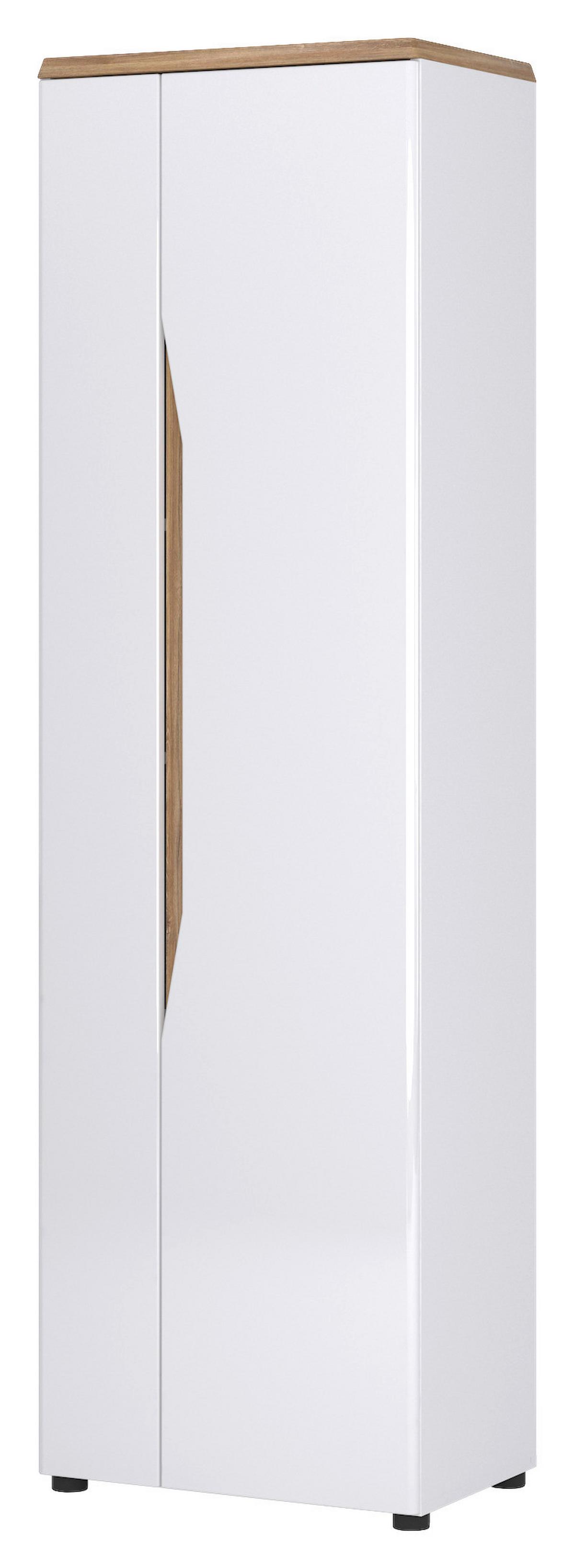 Garderobni Ormar Toledo - boje hrasta/bijela visoki sjaj, Moderno, drvni materijal/plastika (59/198,5/38cm) - Modern Living