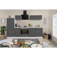 Küchenzeile mit Geräte Grau/Weiß B: ca. 280 cm - Alufarben/Weiß, KONVENTIONELL, Holzwerkstoff/Metall (280cm) - Respekta