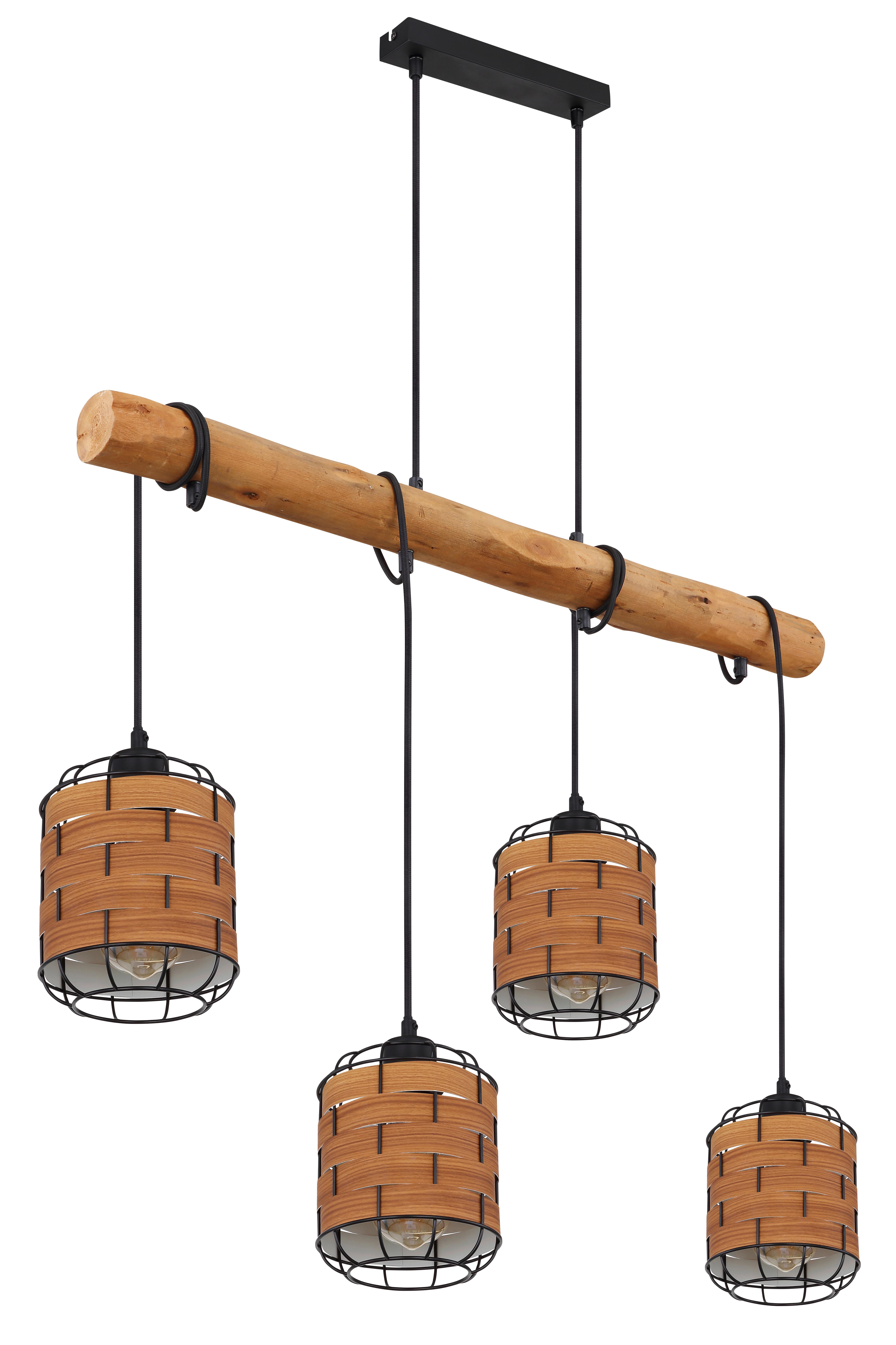 Hängeleuchte Elmar in Schwarz/Braun max. 40 Watt - Schwarz/Braun, KONVENTIONELL, Kunststoff/Metall (85/15/140cm) - Globo