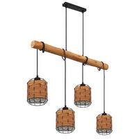 Hängeleuchte Elmar in Schwarz/Braun max. 40 Watt - Schwarz/Braun, KONVENTIONELL, Kunststoff/Metall (85/15/140cm) - Globo