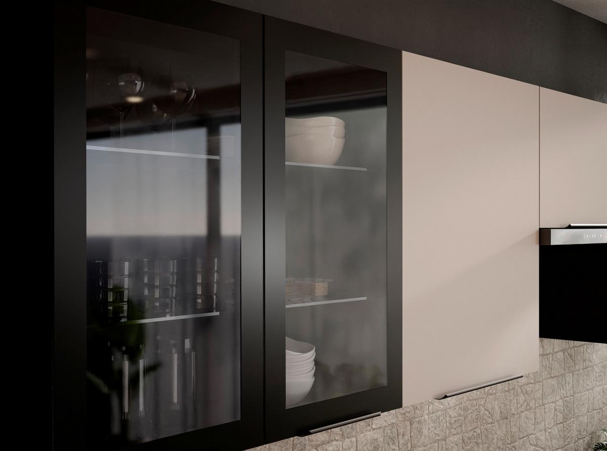 Blok Kuhinja Siena/arona - kašmir/crna, Moderno, staklo/drvni materijal (260/210/60cm) - Modern Living
