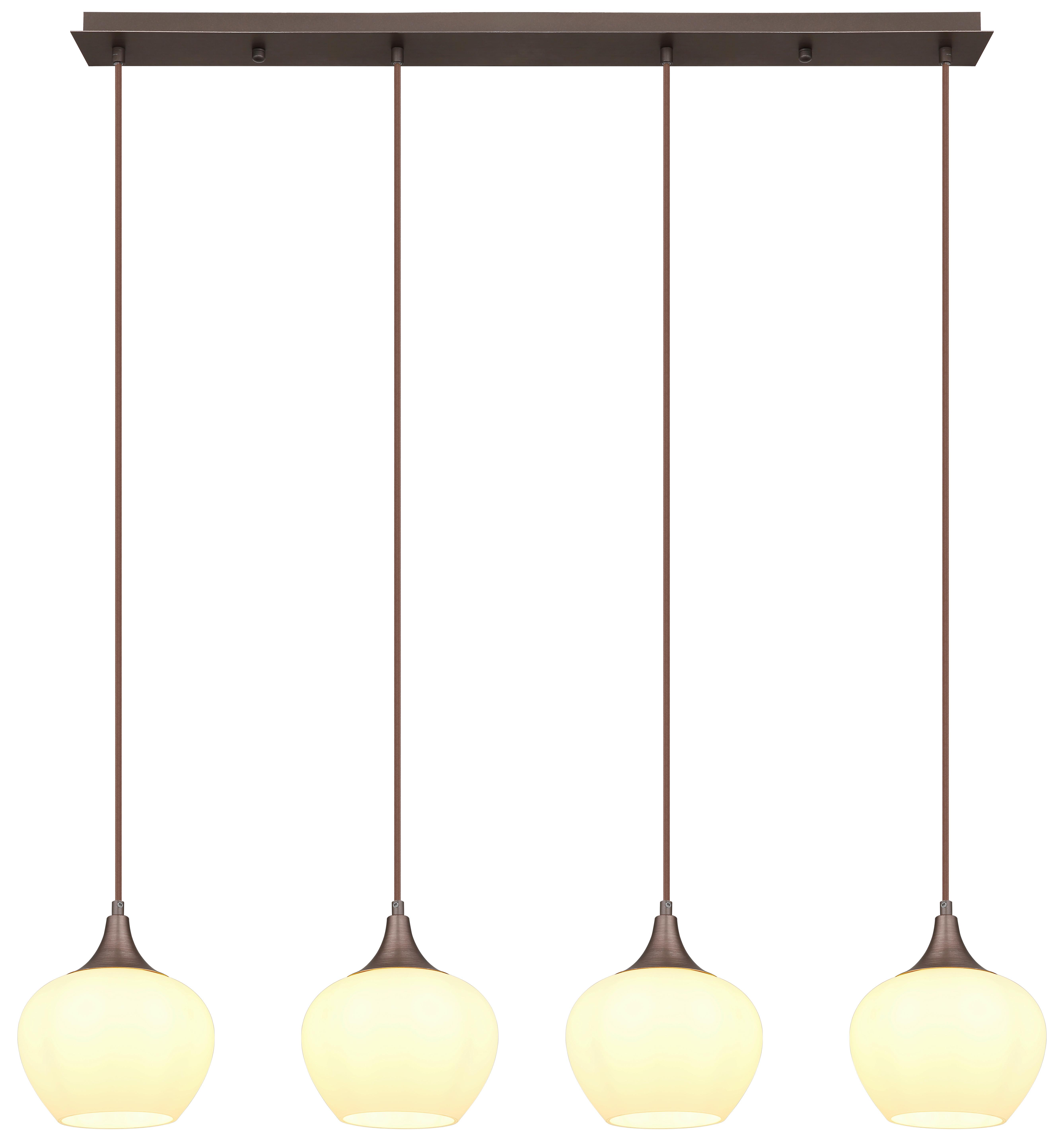 Hängeleuchte Maxy Braun/Schwarz max. 40 Watt - Opal/Schwarz, KONVENTIONELL, Glas/Textil (100/18/120cm) - Globo