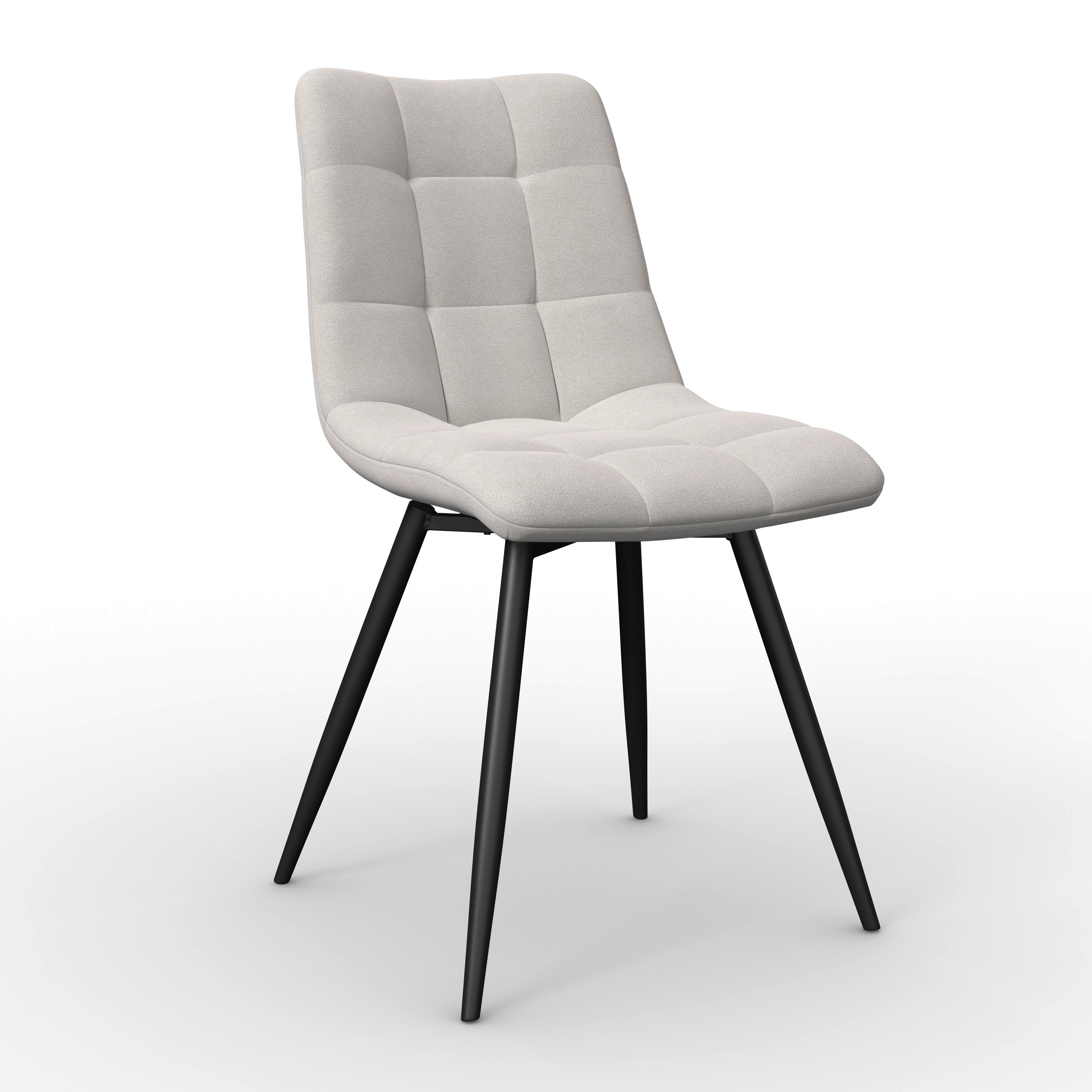 Stuhl Suri Hellgrau Chenille Drehbar Gepolstert - Hellgrau/Schwarz, MODERN, Holz/Textil (46/88/62cm) - Bessagi Home