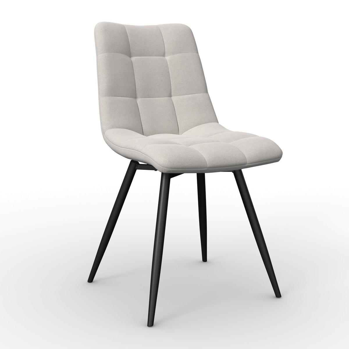 Stuhl Suri Hellgrau Chenille Drehbar Gepolstert - Hellgrau/Schwarz, MODERN, Holz/Textil (46/88/62cm) - Bessagi Home