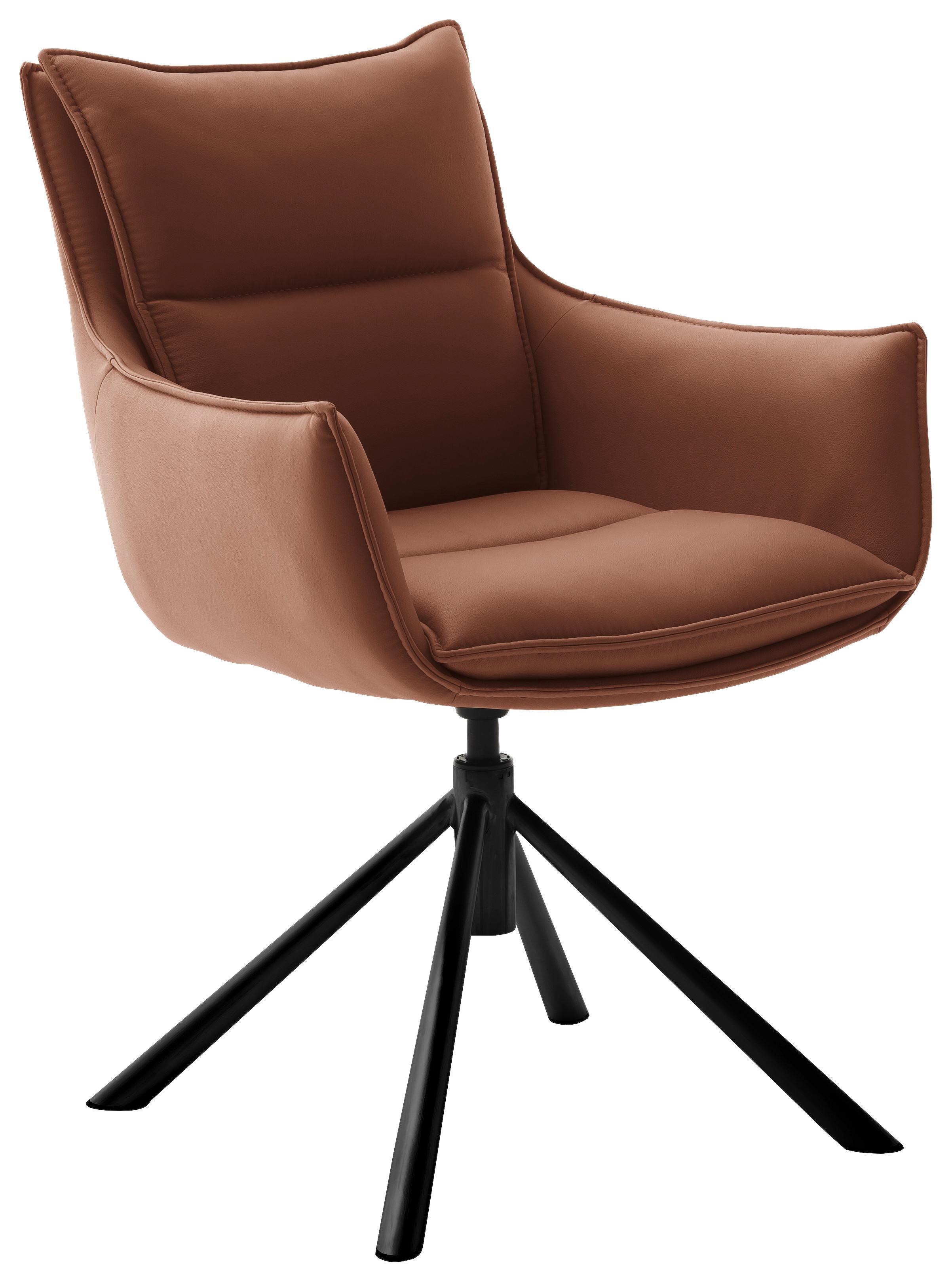 KRZESŁO Z PODŁOKIETNIKAMI HOUSTON - kolor rdzawy/czarny, Design, metal/tkanina (60/90/65cm) - Novel