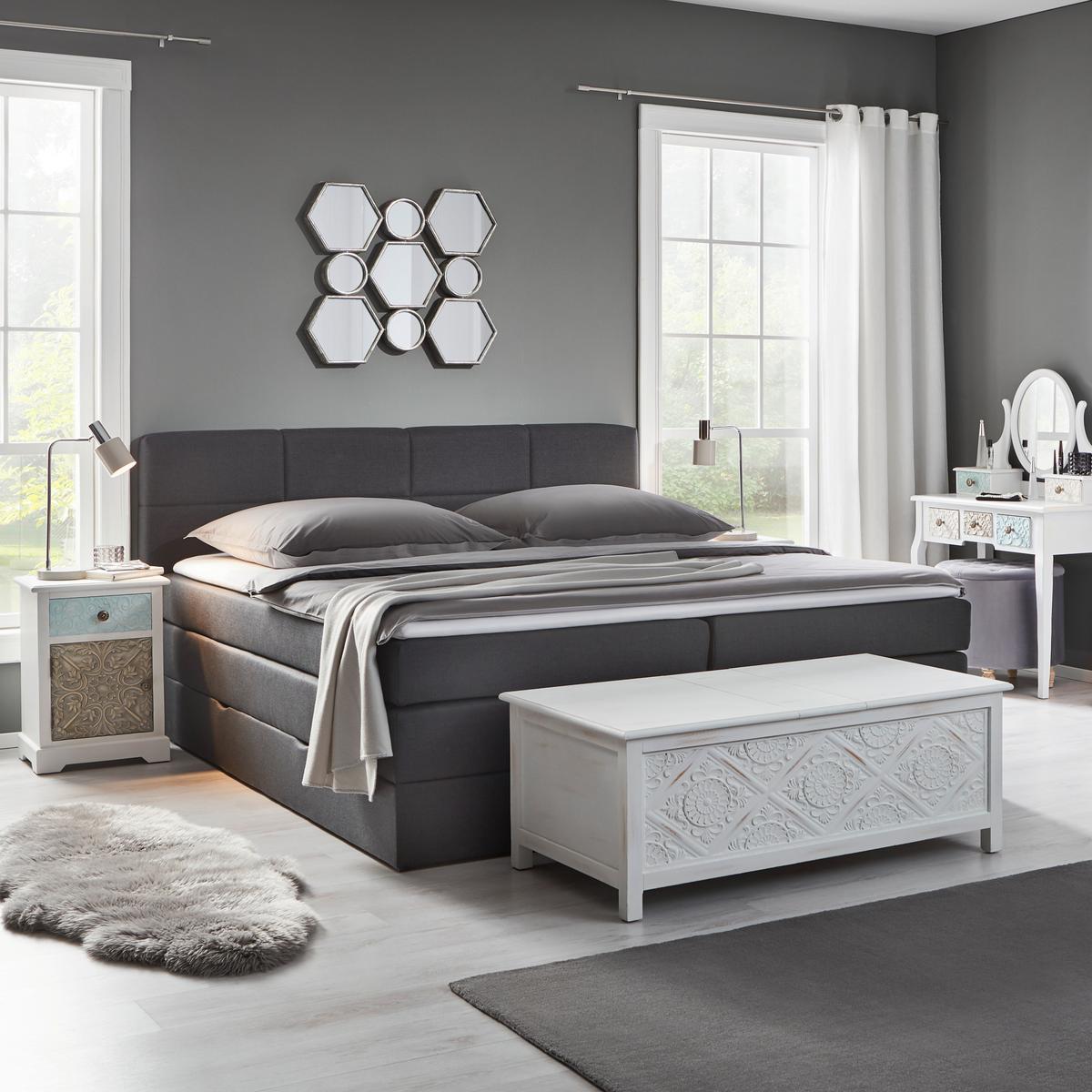 Boxspring Ágy Greta - sötétszürke, Modern, faalapú anyag/textil (180/200cm) - Bessagi Home