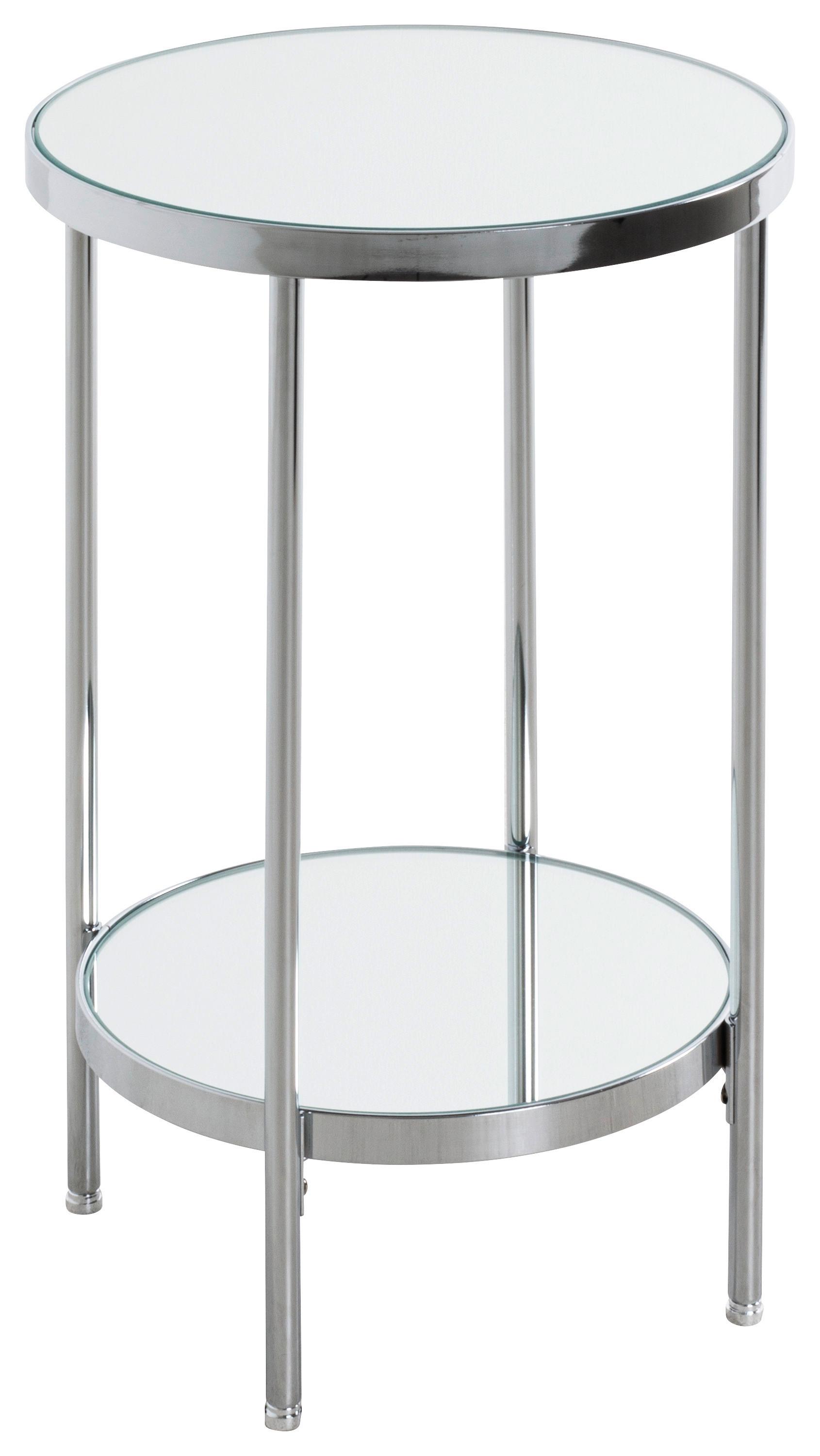 STOLIK BOCZNY PALAIS - kolor chromowy, Trend, metal/szkło (28/28/46cm)