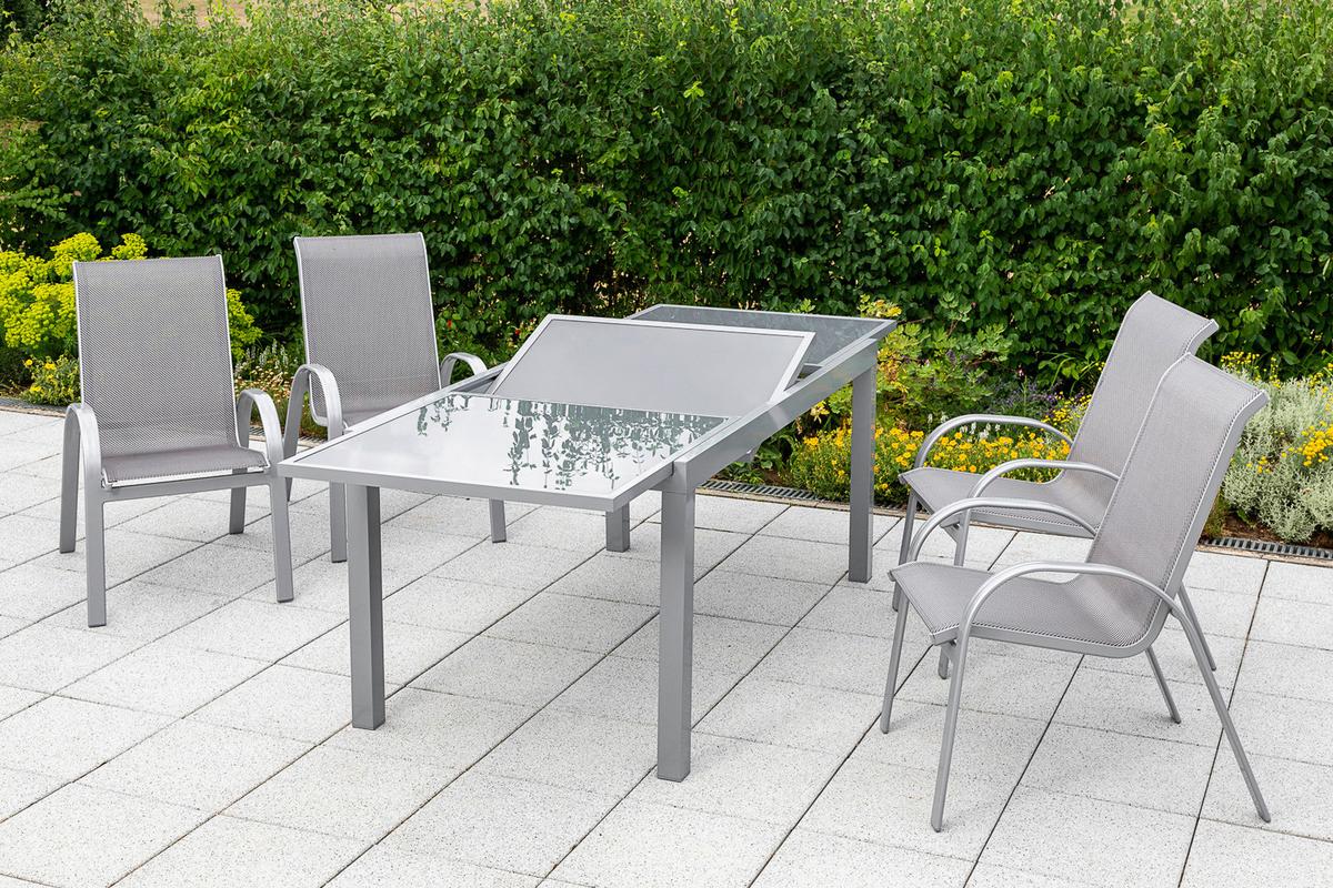 GARTENSET AMALFI - Silberfarben/Braun, MODERN, Textil/Metall - Gardenson