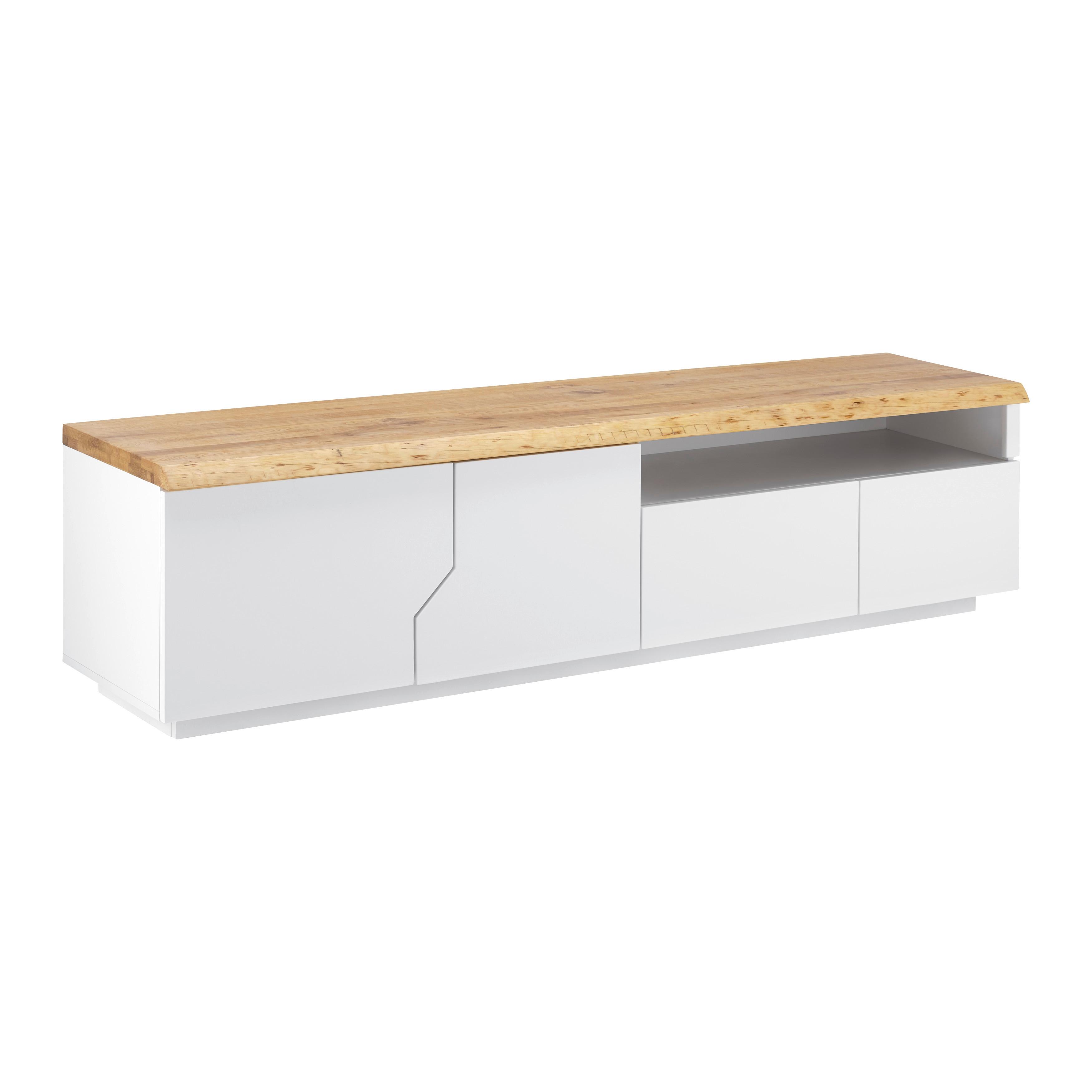 TV-ELEMENT in weiß "Carlos" - Weiss/Eichefarben, Modern, Holz (180/46,5/42cm) - Bessagi Home