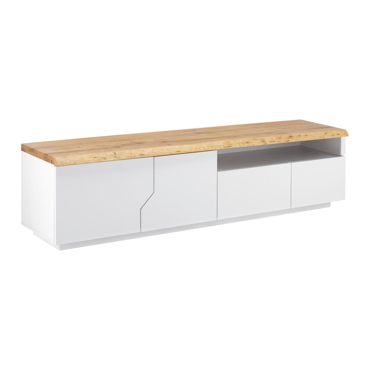 TV-ELEMENT in weiß "Carlos" - Weiss/Eichefarben, Modern, Holz (180/46,5/42cm) - Bessagi Home