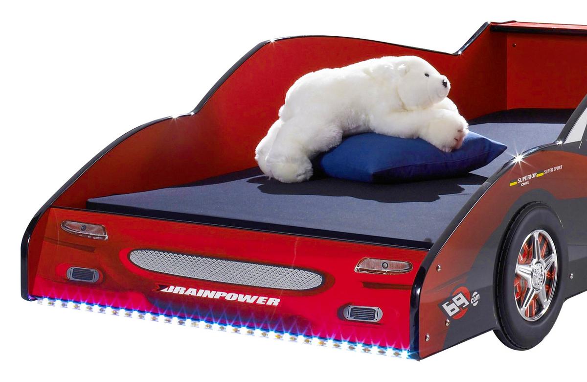 Kinder-/Juniorbett in Rot 'Meteor' - Weiss/Gelb, Basics, Holzwerkstoff (90/200cm) - MID.YOU