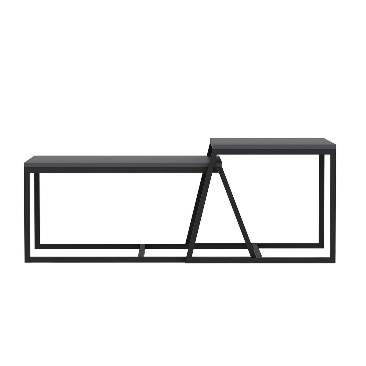 Couchtischset Minimal Couchtisch - Anthrazit/Schwarz, Design, Holzwerkstoff/Metall (75-55/38-45/50-47cm) - Livetastic
