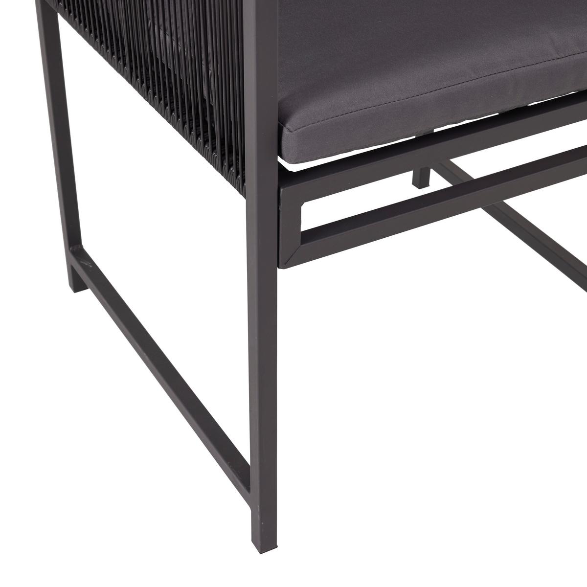 Balkonska Garnitura Stella, Temno Siva, Črna, Jeklo - temno siva/siva, Moderno, kovina/umetna masa - Bessagi Garden