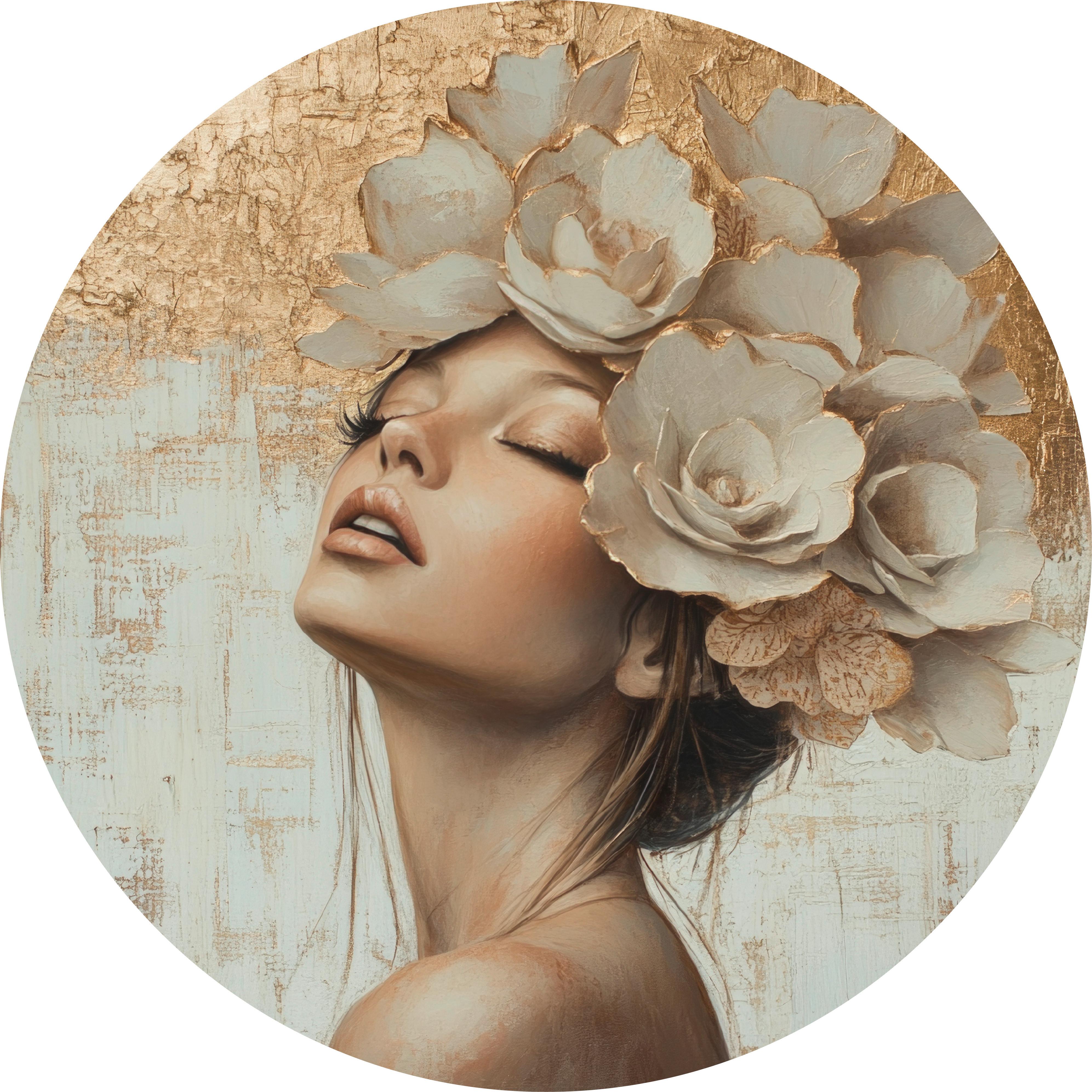 METALLBILD GILDED PETALS AND SERENITY - Weiss/Beige, Basics, Metall (40/0,3cm)