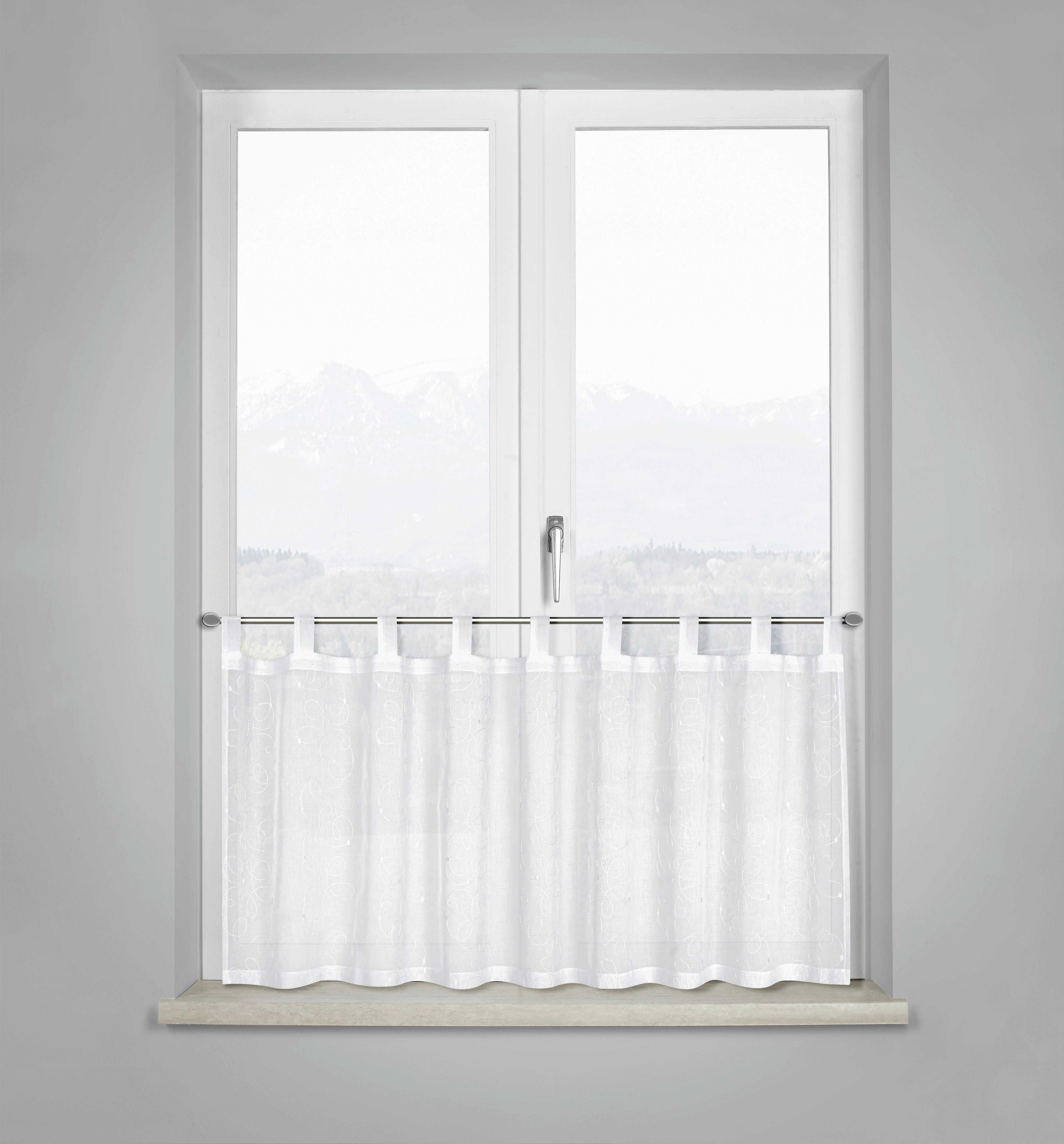 Kurzgardine Fiona in Weiß ca. 50x140cm - Weiß, ROMANTIK / LANDHAUS, Textil (140/50cm) - Modern Living