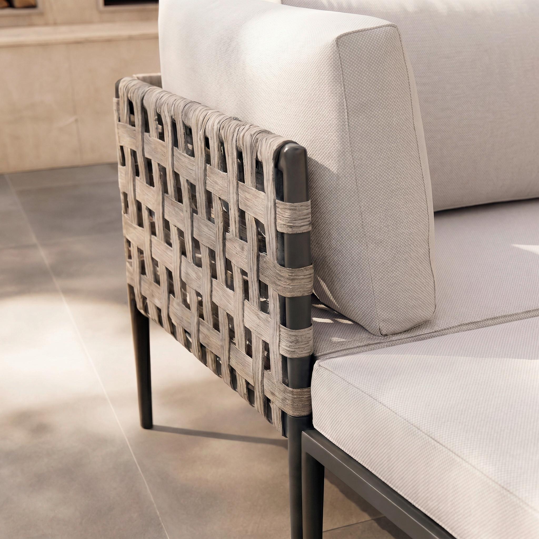 LOUNGEGRUPP ENJA - ljusgrå/grå, Modern, metall/textil (104/60/70cm) - Bessagi Garden