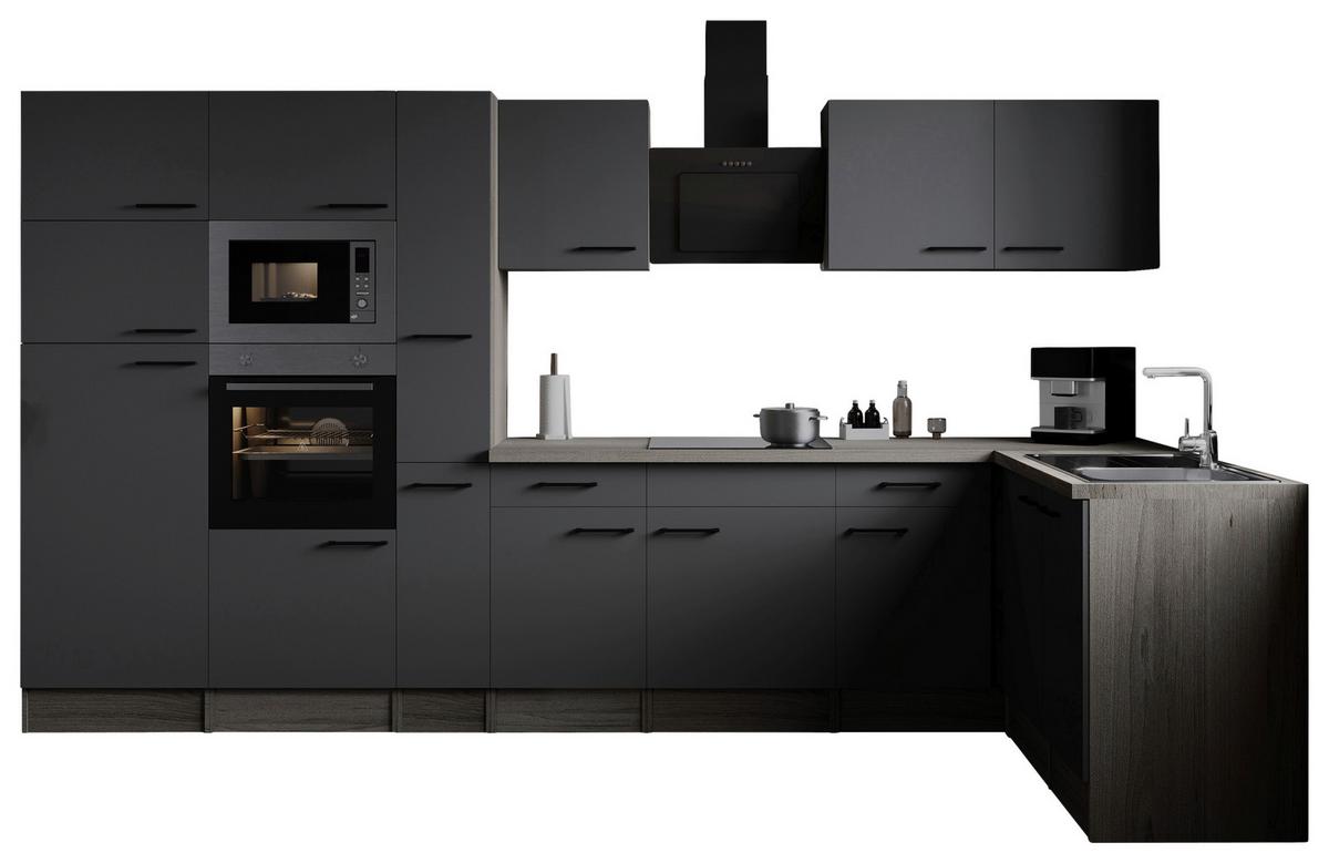 Kotna Kuhinja Z Aparati Oliver, 370x172cm - črna/siva, Design, kovina/leseni material (370/172cm) - Respekta