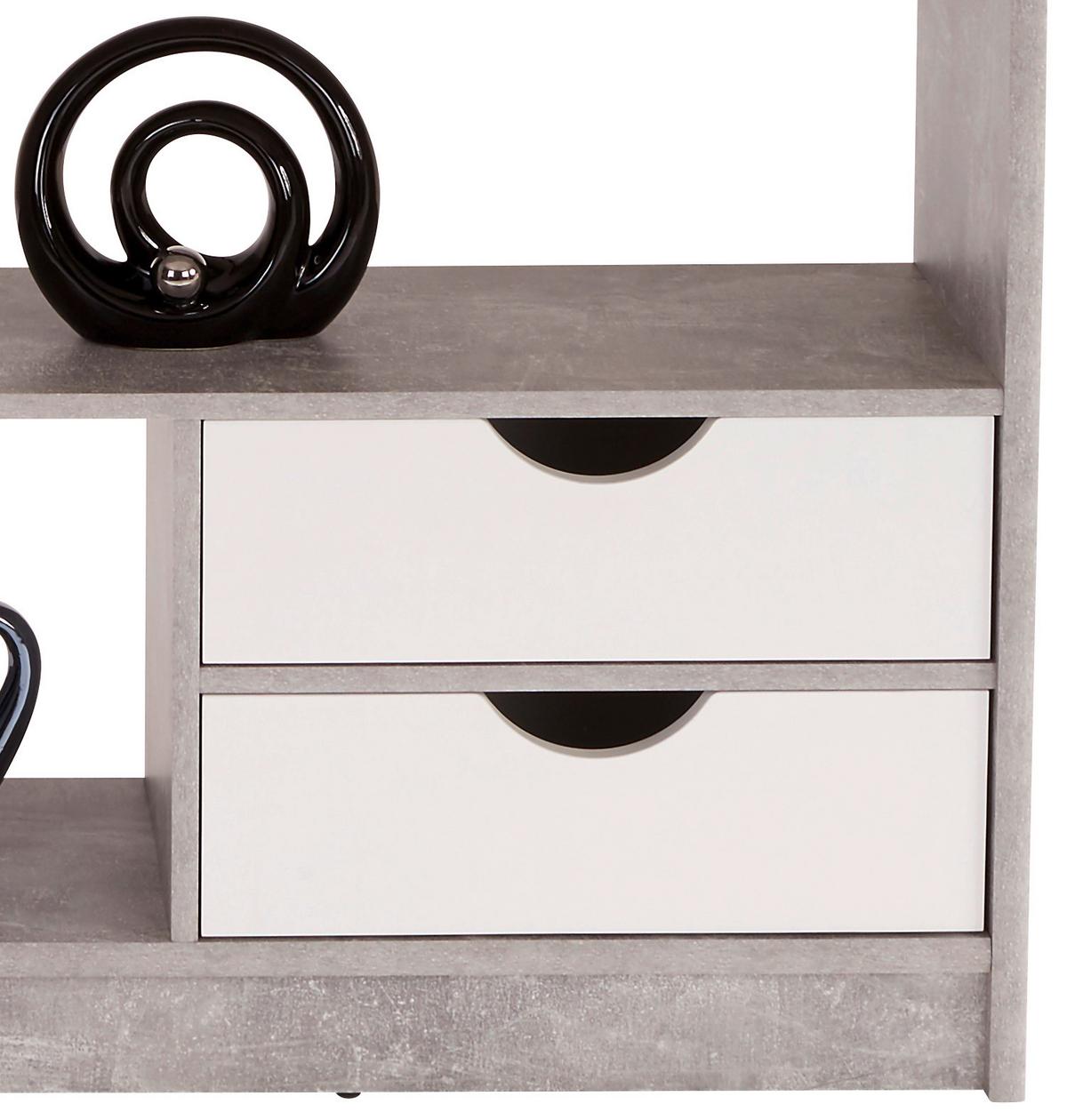 Etajeră Meggy - alb/gri, Modern, material pe bază de lemn (140/184/32cm) - Modern Living