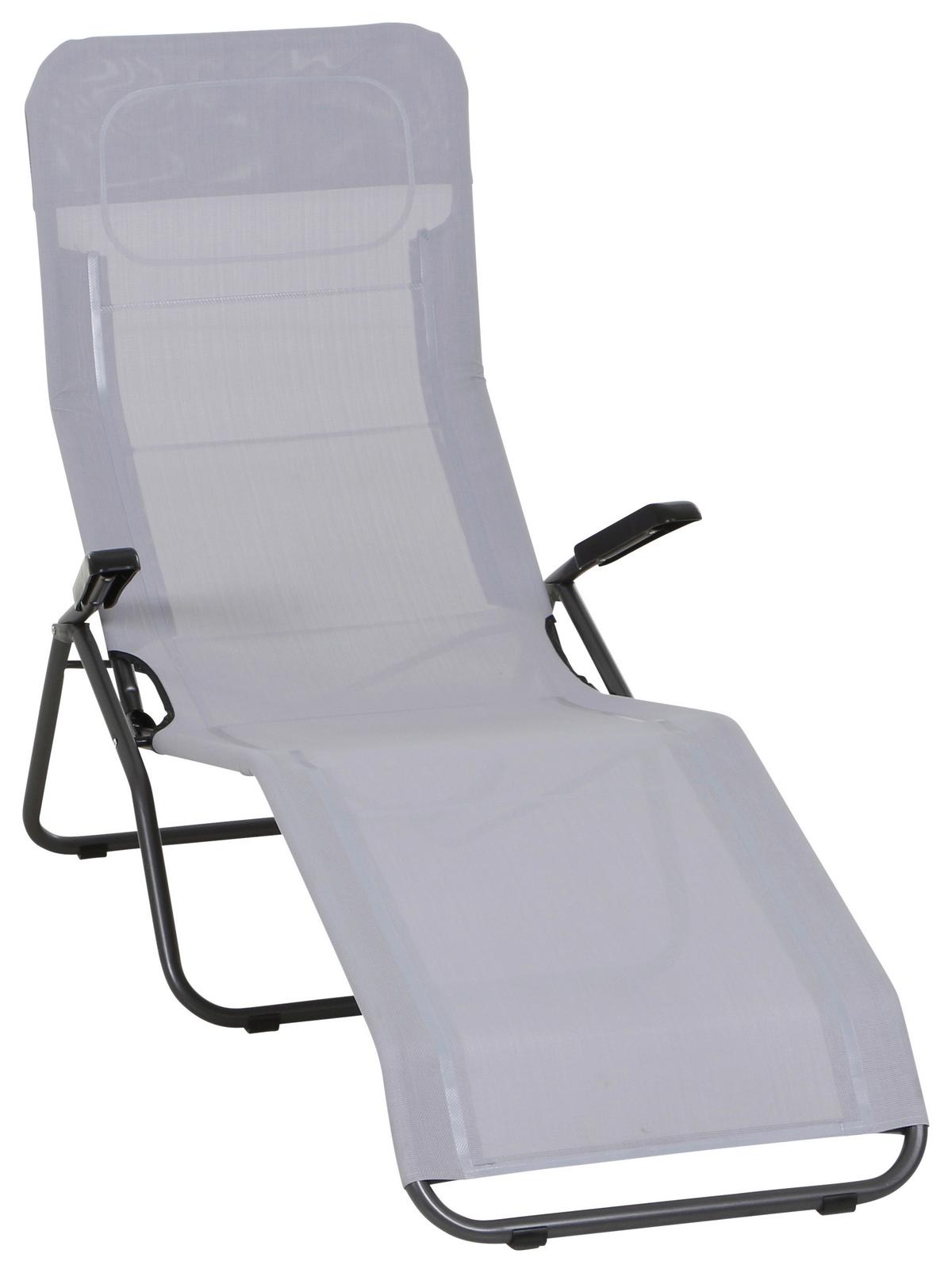 Gartenliege Anco Hellgrau Stahl - Anthrazit/Hellgrau, MODERN, Textil/Metall (72,5/103,5/144cm) - Siena Garden