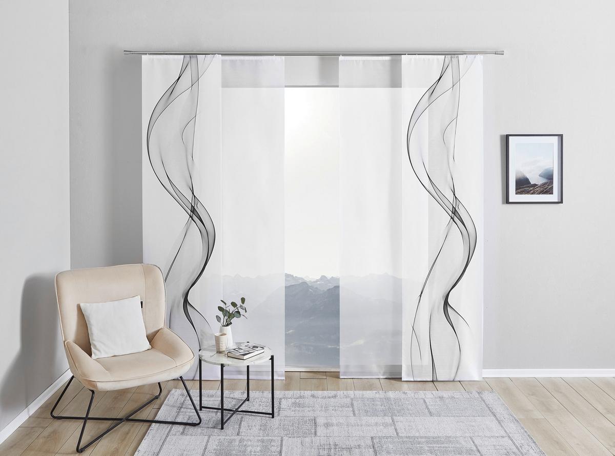 ZASŁONA PANELOWA FUMASO - biały/szary, Design, tkanina (60/245cm) - Novel