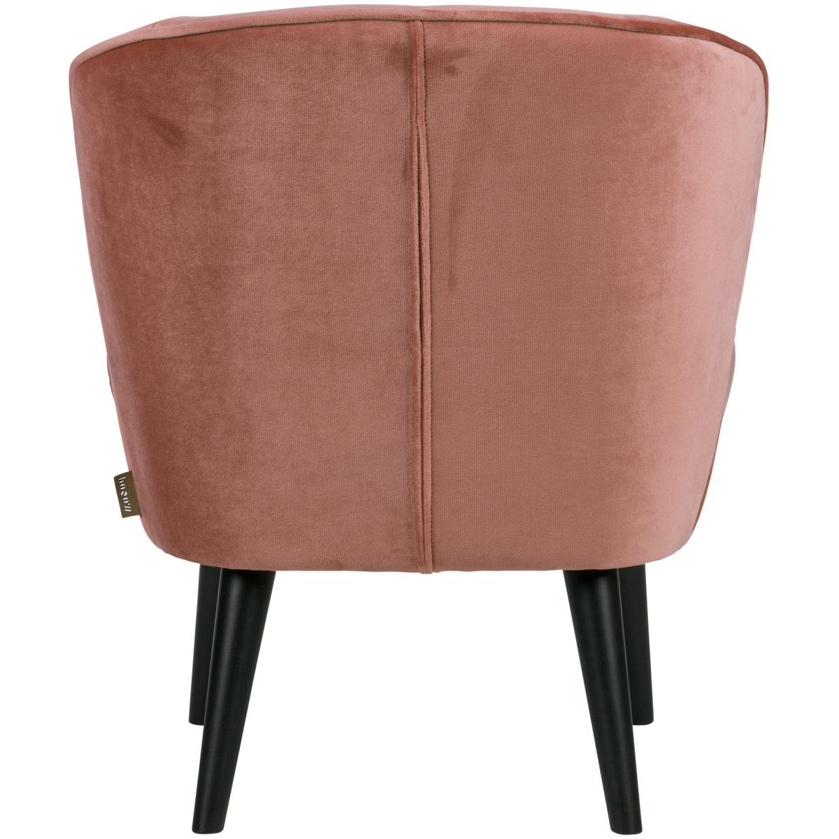 Sessel Sara Rosa - Schwarz/Rosa, Design, Holz/Textil (59/71/70cm) - Livetastic