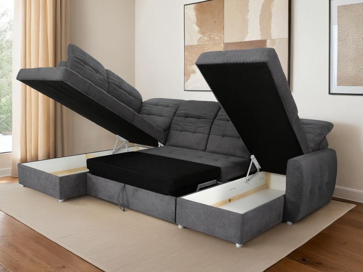 Coltar ATLAS - antracit, Modern, lemn/metal (207/306/174cm) - Modern Living