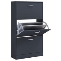 Schuhschrank Sipos L - Anthrazit/Silberfarben, Design, Holzwerkstoff/Kunststoff (59/105/22cm) - MID.YOU
