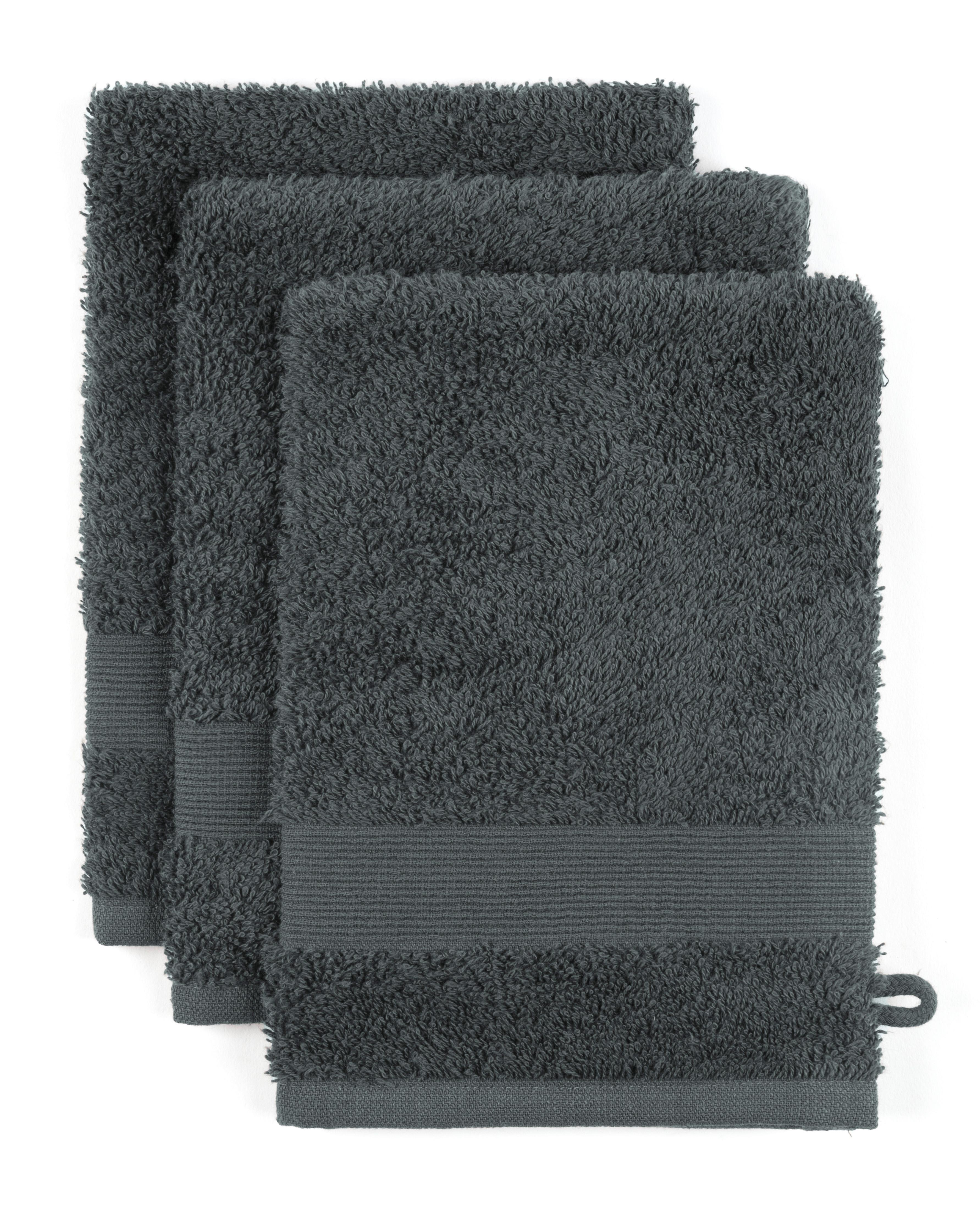 Waschlappen Silke Anthrazit ca. 15x21cm 3er Set - Anthrazit, Textil (15/21cm)