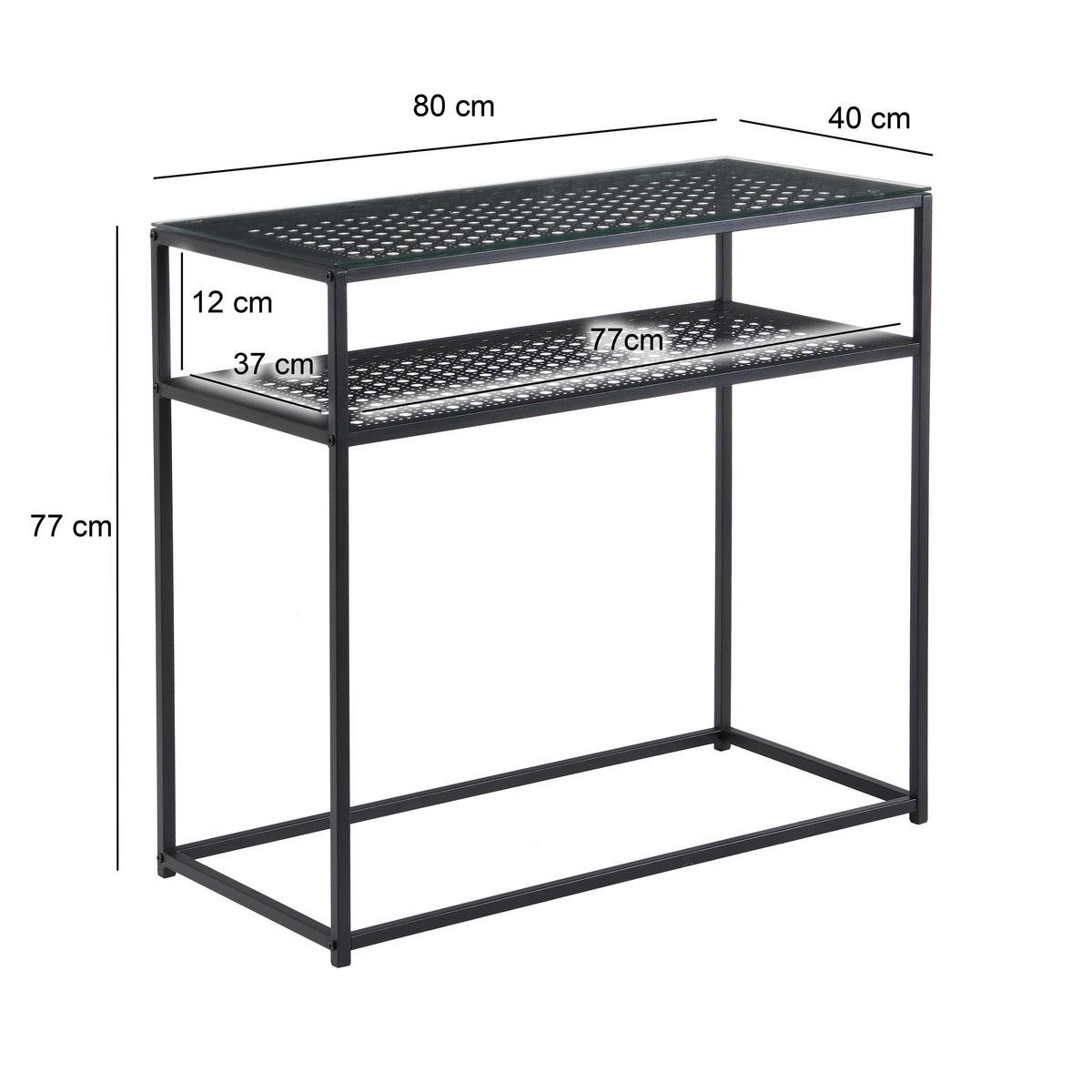 Konsolentisch Wl7.333 - Schwarz, Design, Glas/Metall (80/40/77cm) - MID.YOU