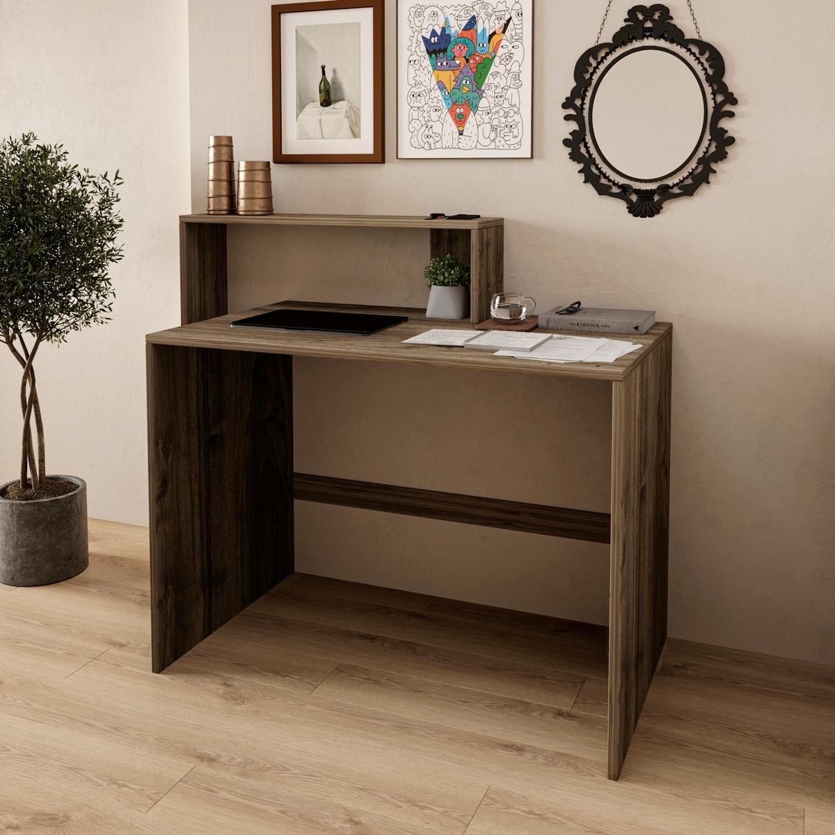 Schreibtischkombination MX Walnussfarben ca. 120x55x96cm - Walnussfarben, Design, Holzwerkstoff (120/55/96cm) - Livetastic