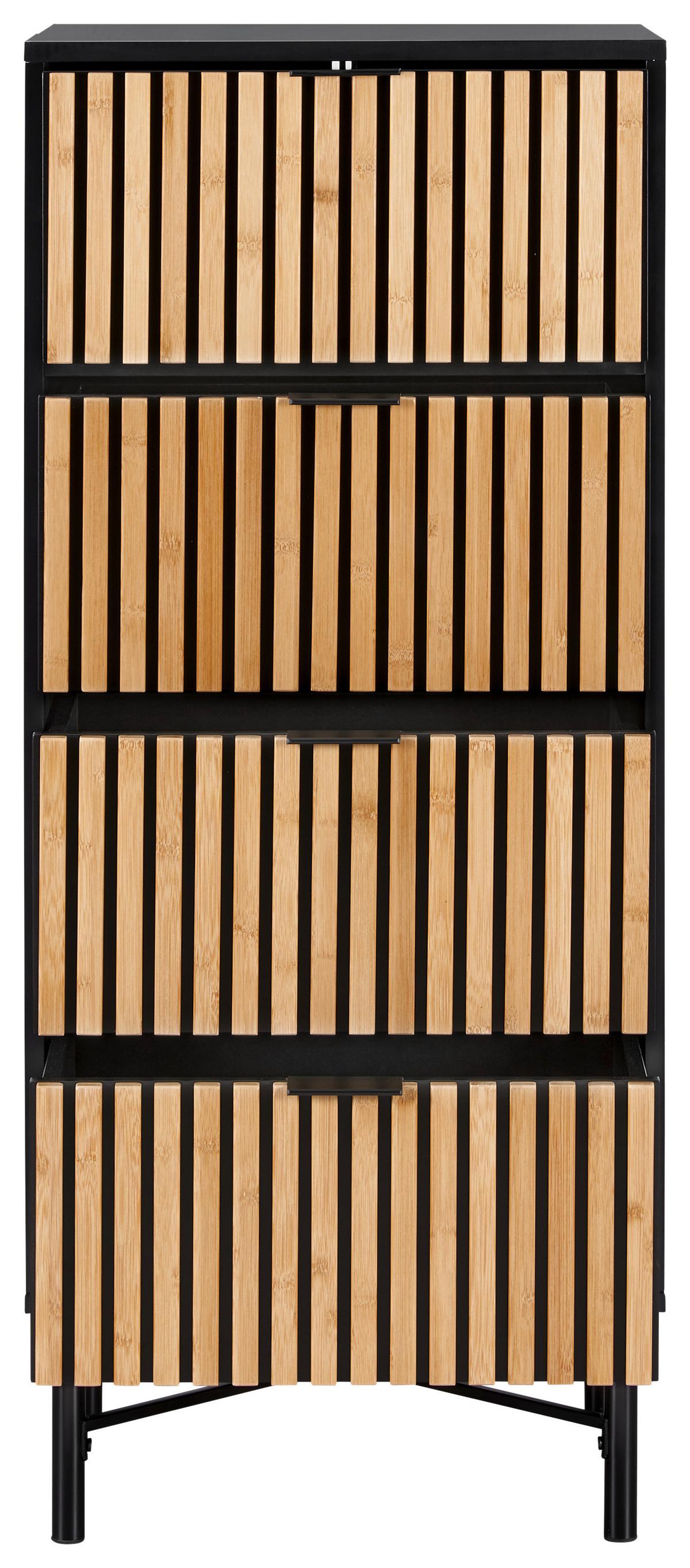 Kommode Madrid Schwarz/Naturfarben massiv - Eichefarben/Schwarz, MODERN, Holz/Holzwerkstoff (48/114/40cm) - Mömax