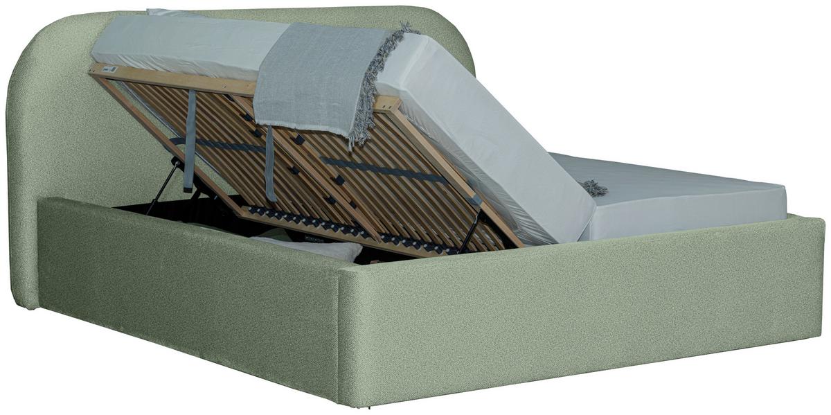 Tapecirani Krevet Bilbao Storage - svijetlo zelena/crna, Design, drvo/tekstil (180/200cm) - Based