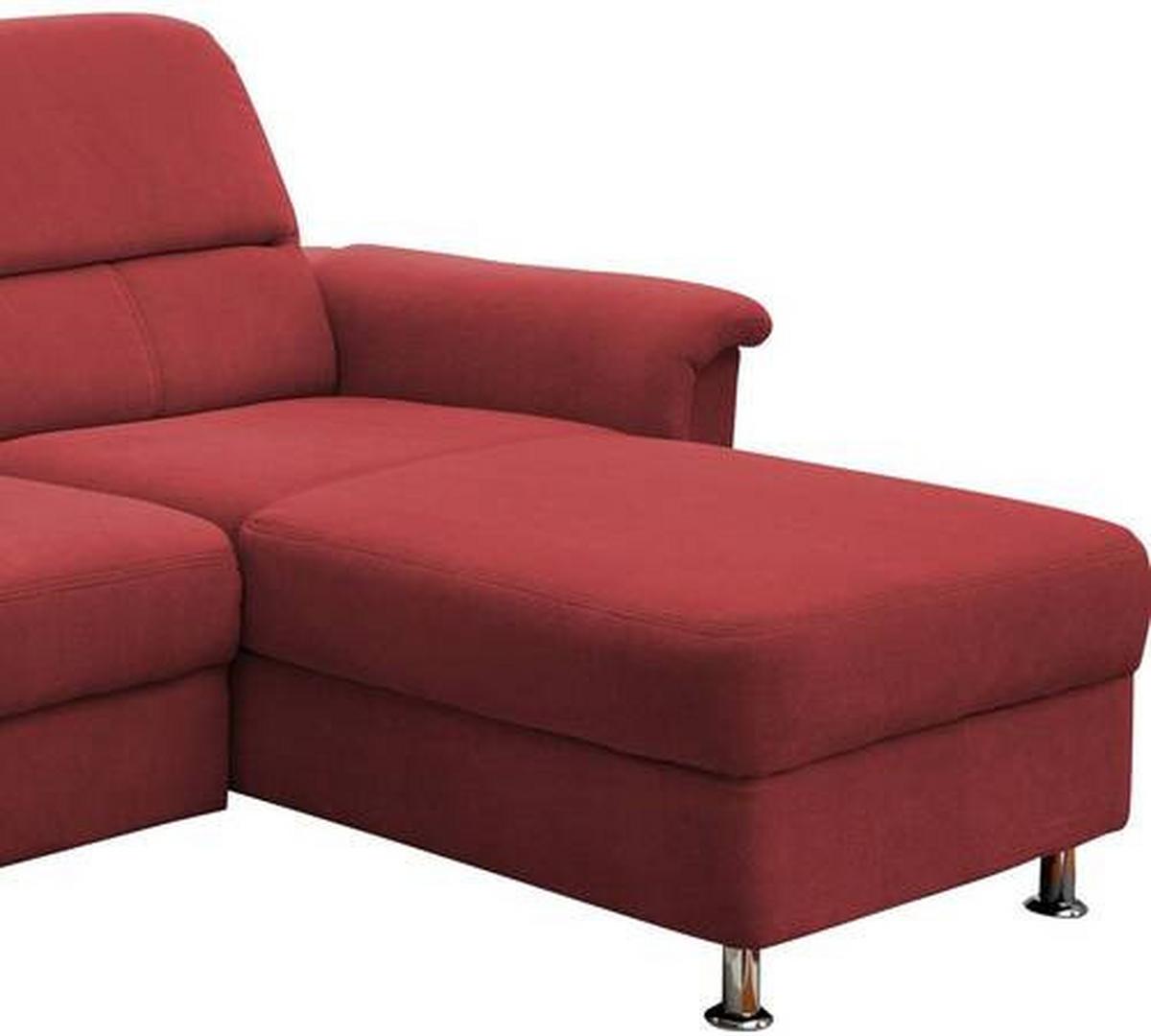Ecksofa Parole Relaxfunktion + USB Anschluss Parole, Mikrof. - Chromfarben/Rot, MODERN, Textil/Metall (231/165cm) - Livetastic