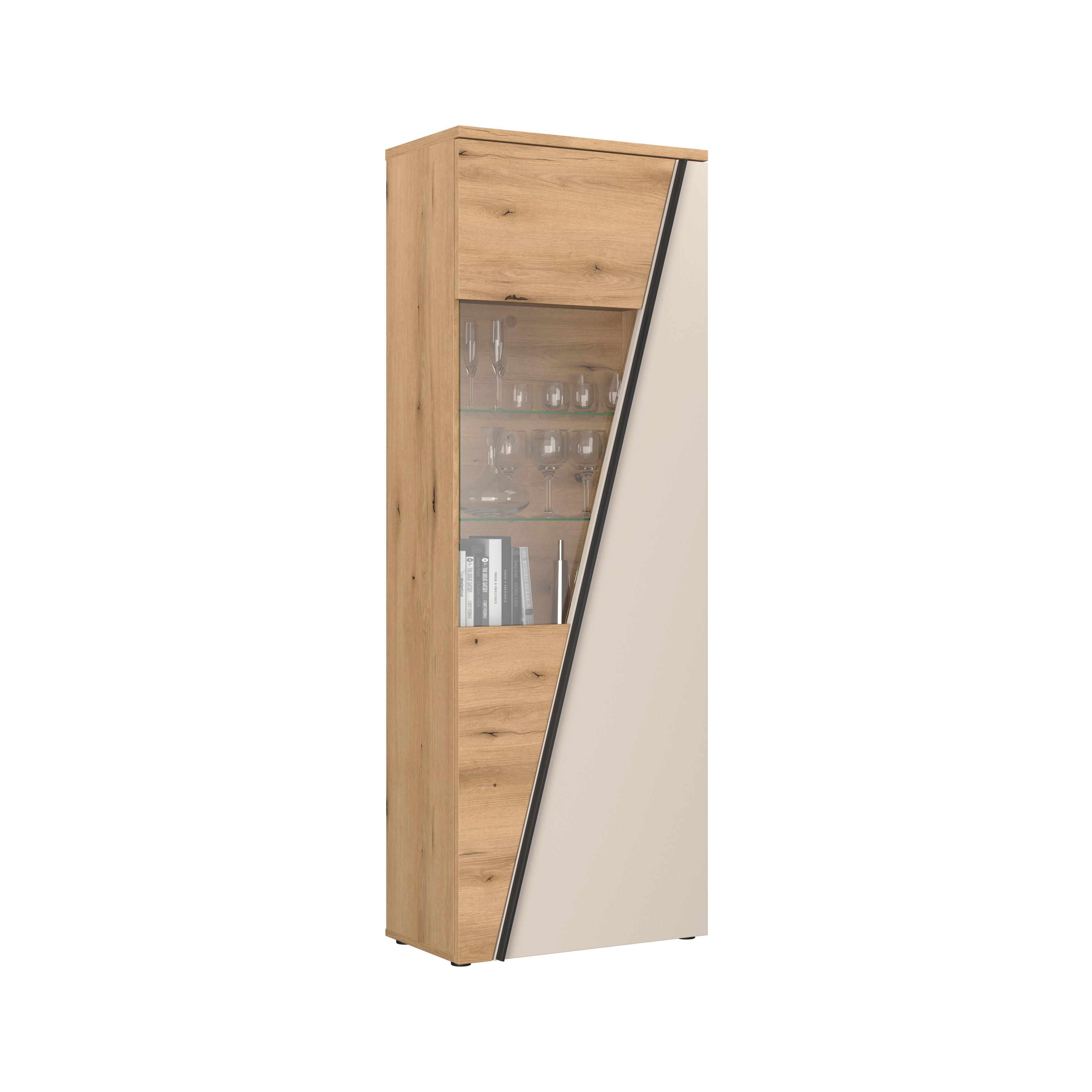 Vitrina Venedig New - tamno smeđa/kašmir, Moderno, staklo/drvni materijal (70/196/37cm) - Modern Living