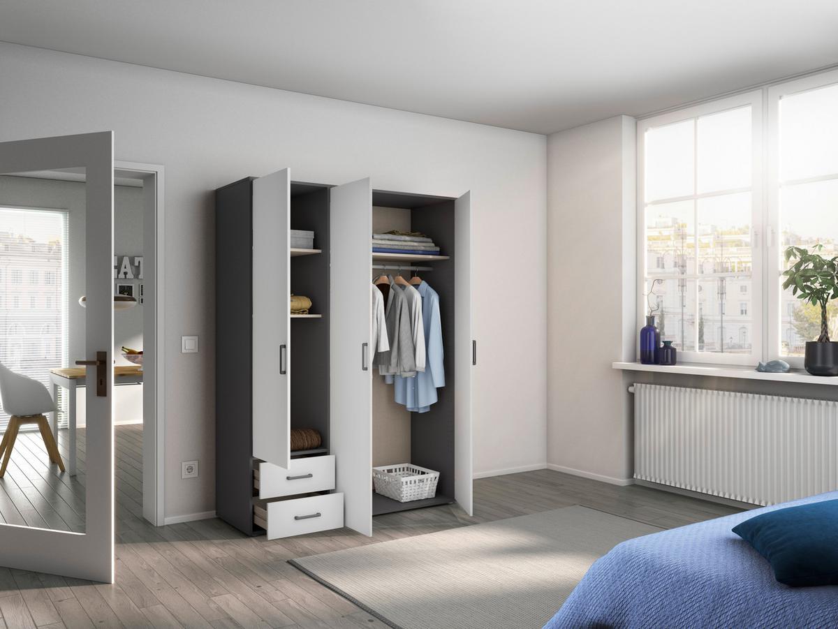 DULAP  USI ROTATIVE VOYAGER - alb/gri, Modern, material pe bază de lemn (140/194/53cm) - Modern Living