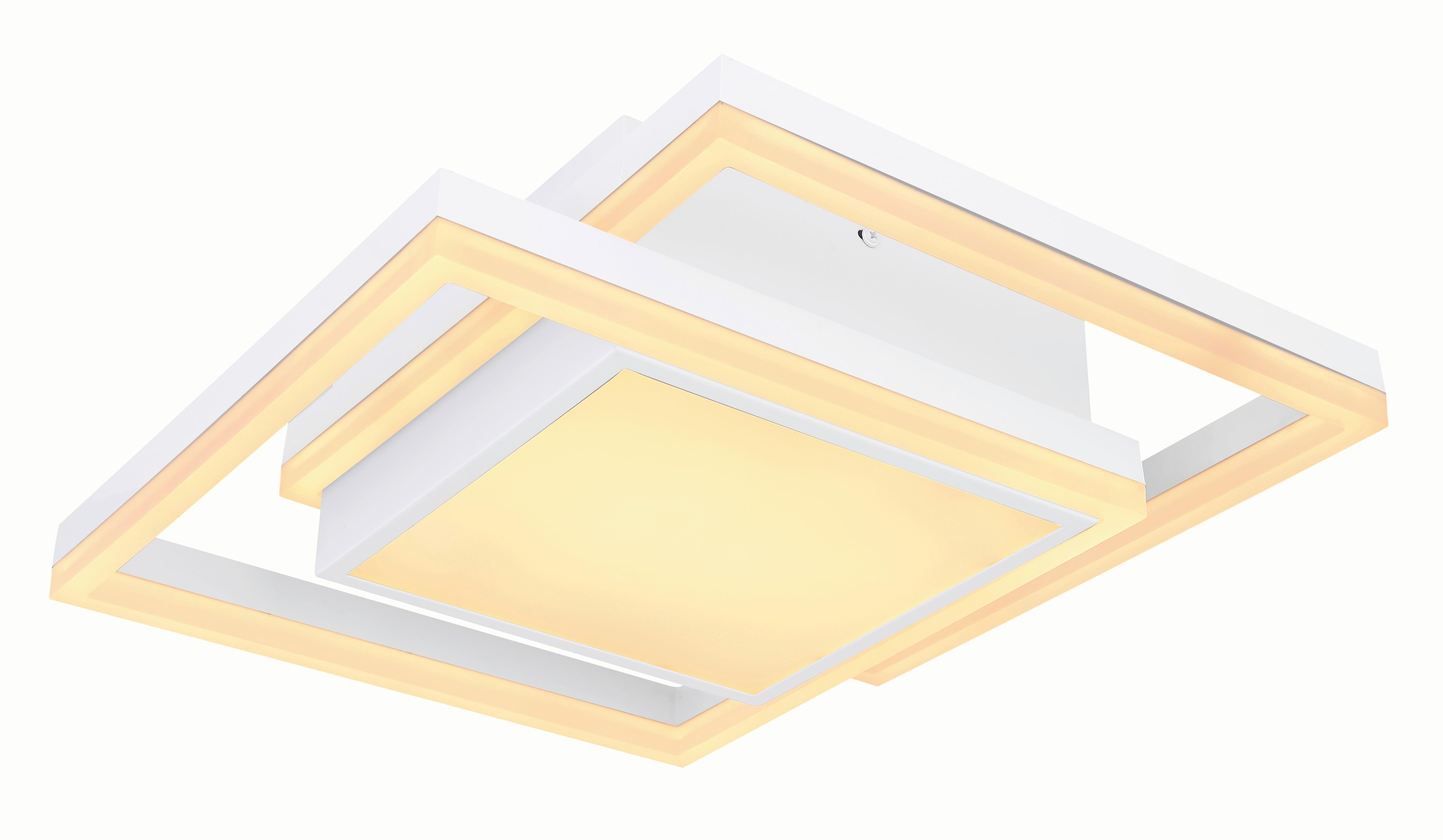 Stropna Led-svetilka Squares, S Sijalko - bela/opal, Basics, kovina/umetna masa (41,5/41,5/10,5cm) - Globo