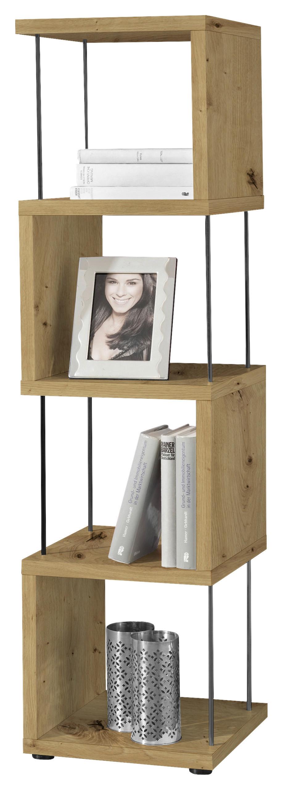 Polica Sticks - boje hrasta/crna, Moderno, drvni materijal/plastika (33/126/33cm) - Modern Living