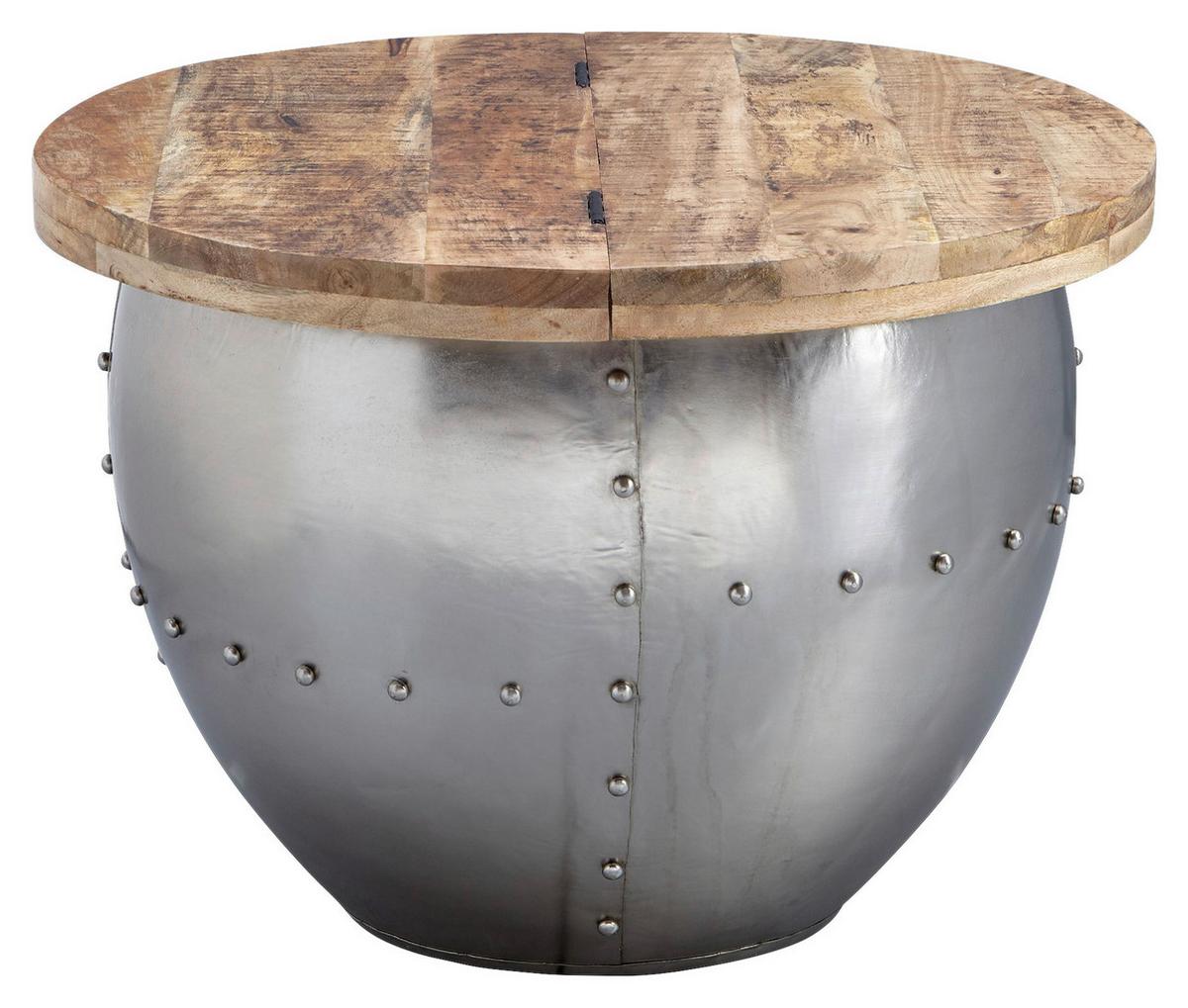 Klubska Miza Wohnling - srebrne barve/rjava, Moderno, kovina/les (60/60/43cm) - MID.YOU
