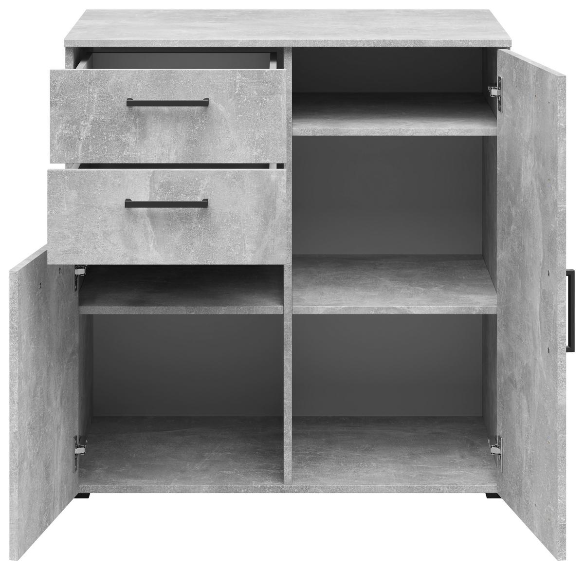Kommode Multistauraum Betonoptik - Anthrazit/Schwarz, MODERN, Holzwerkstoff/Kunststoff (80/83/52cm) - Mömax