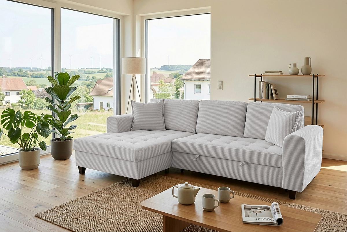 Kutna Garnitura Moritz - svijetlo siva, Trend, tekstil (155/265cm) - Modern Living
