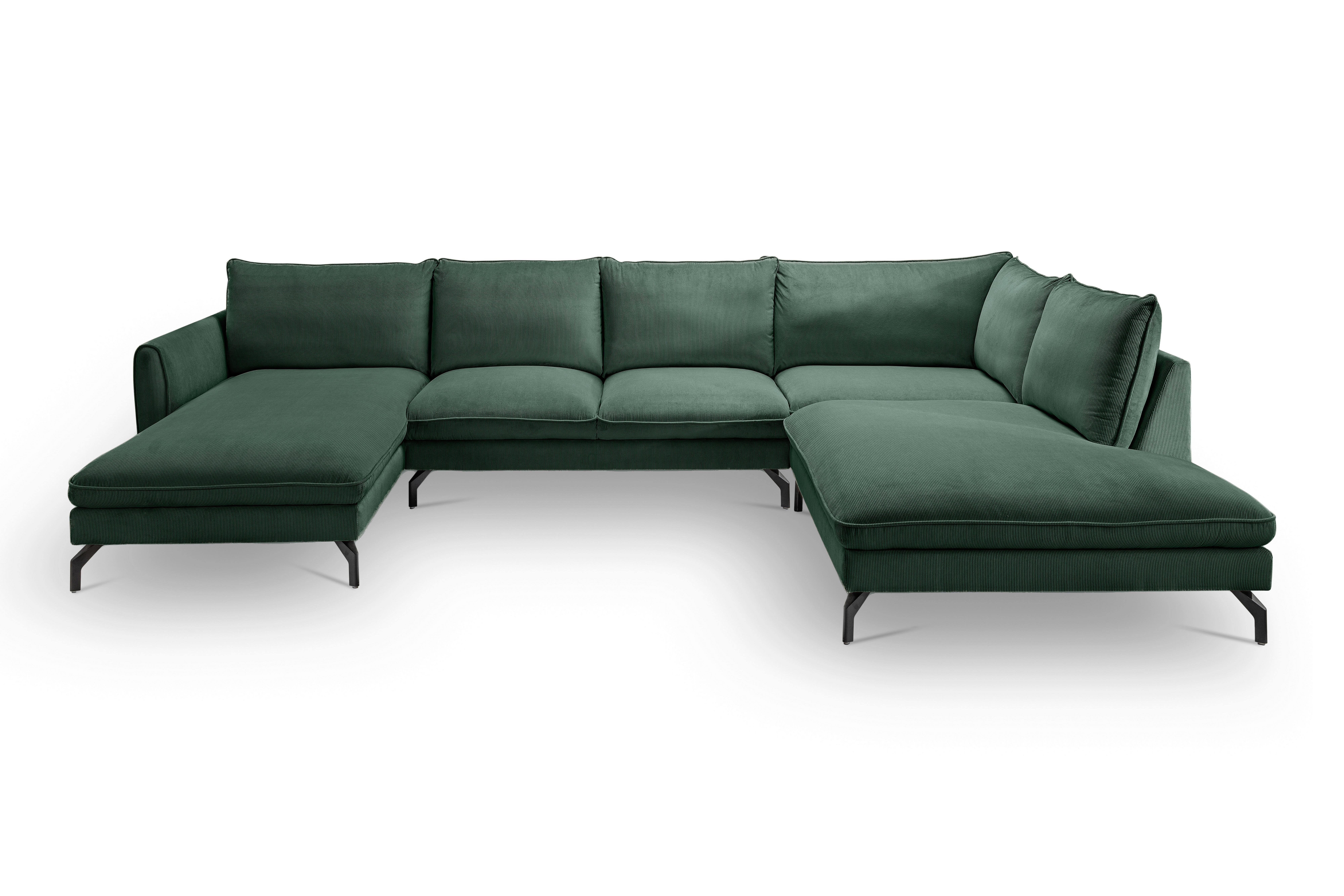 Wohnlandschaft Toronto Smaragdgrün - Smaragdgrün/Schwarz, Basics, Holz/Textil (165/361/168cm) - MID.YOU