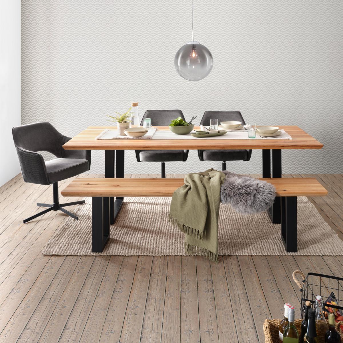 Klop Palais, Hrast, 200x40 Cm - barve hrasta, Moderno, kovina/les (200/50/40cm) - Premium Living