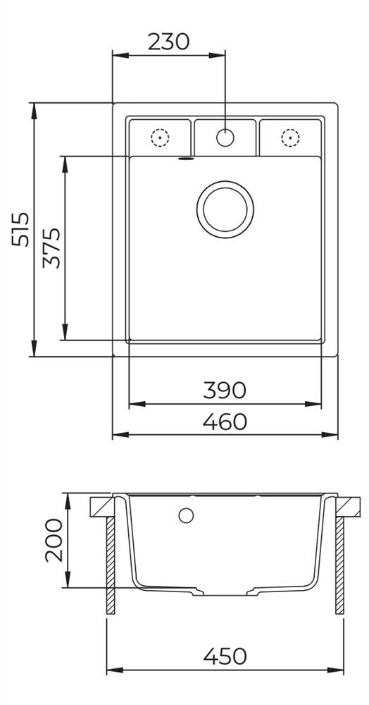Mosogatótálca, Gránit Evido Easy 45 - antracit (46/51,5cm)