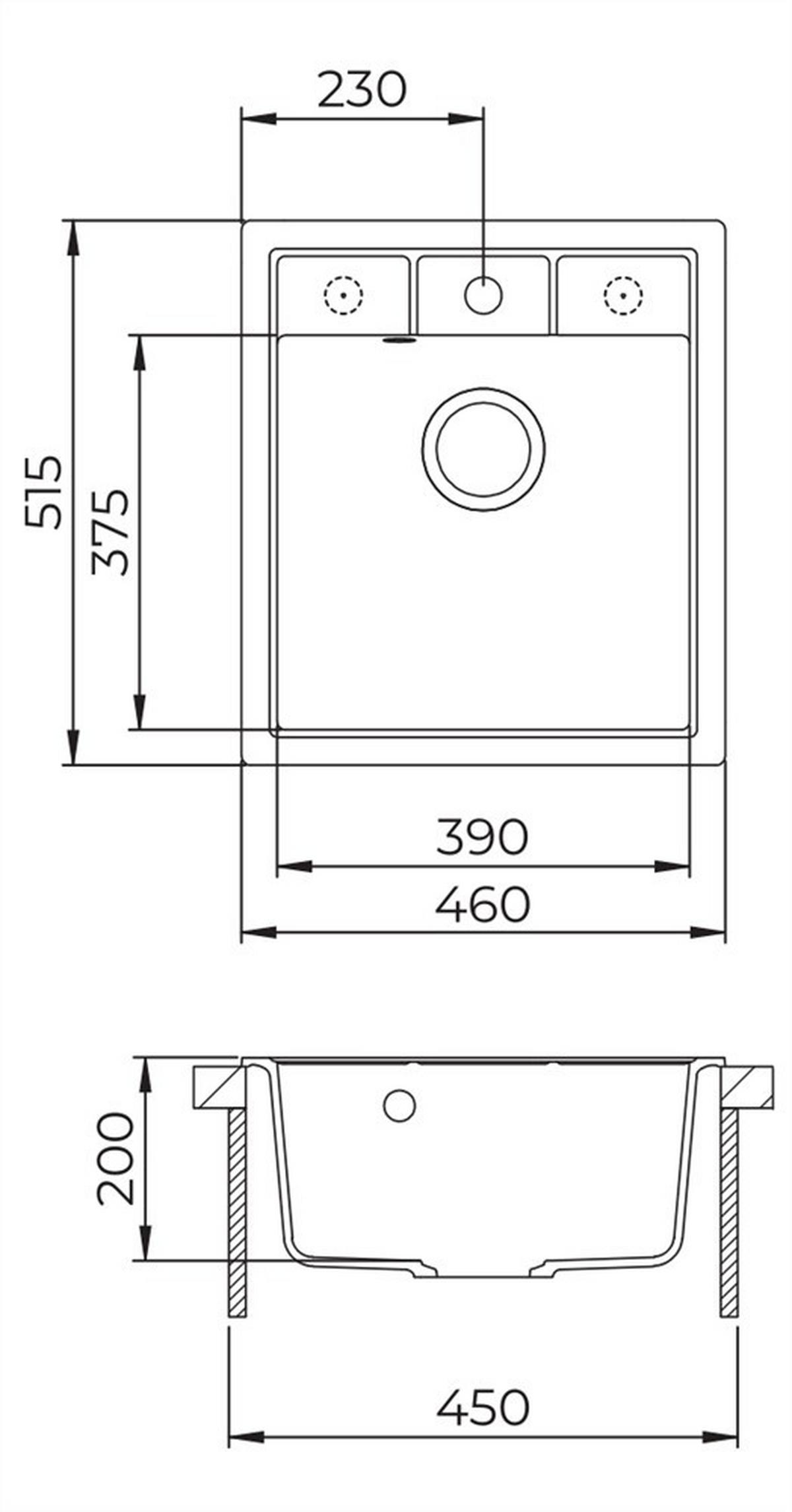 Mosogatótálca, Gránit Evido Easy 45 - antracit (46/51,5cm)