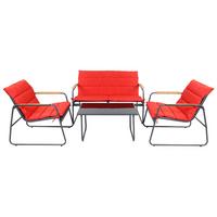 LOUNGEGARNITUR LEXILA 920576 4-TLG - Anthrazit/Rot, Modern, Glas/Kunststoff - Gardenson