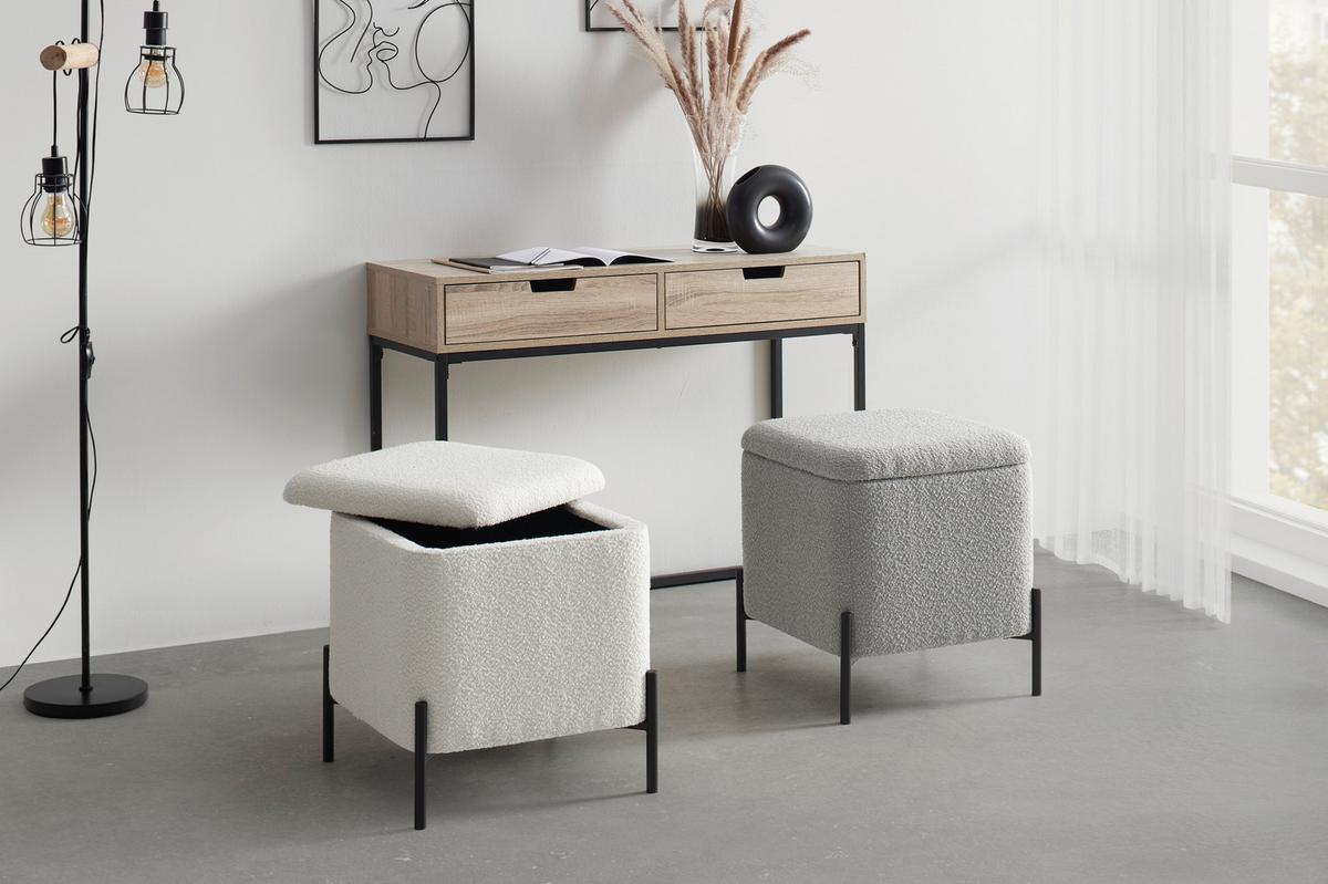 Hocker Mixo Weiß - Schwarz/Weiß, MODERN, Holzwerkstoff/Textil (43cm) - Mömax